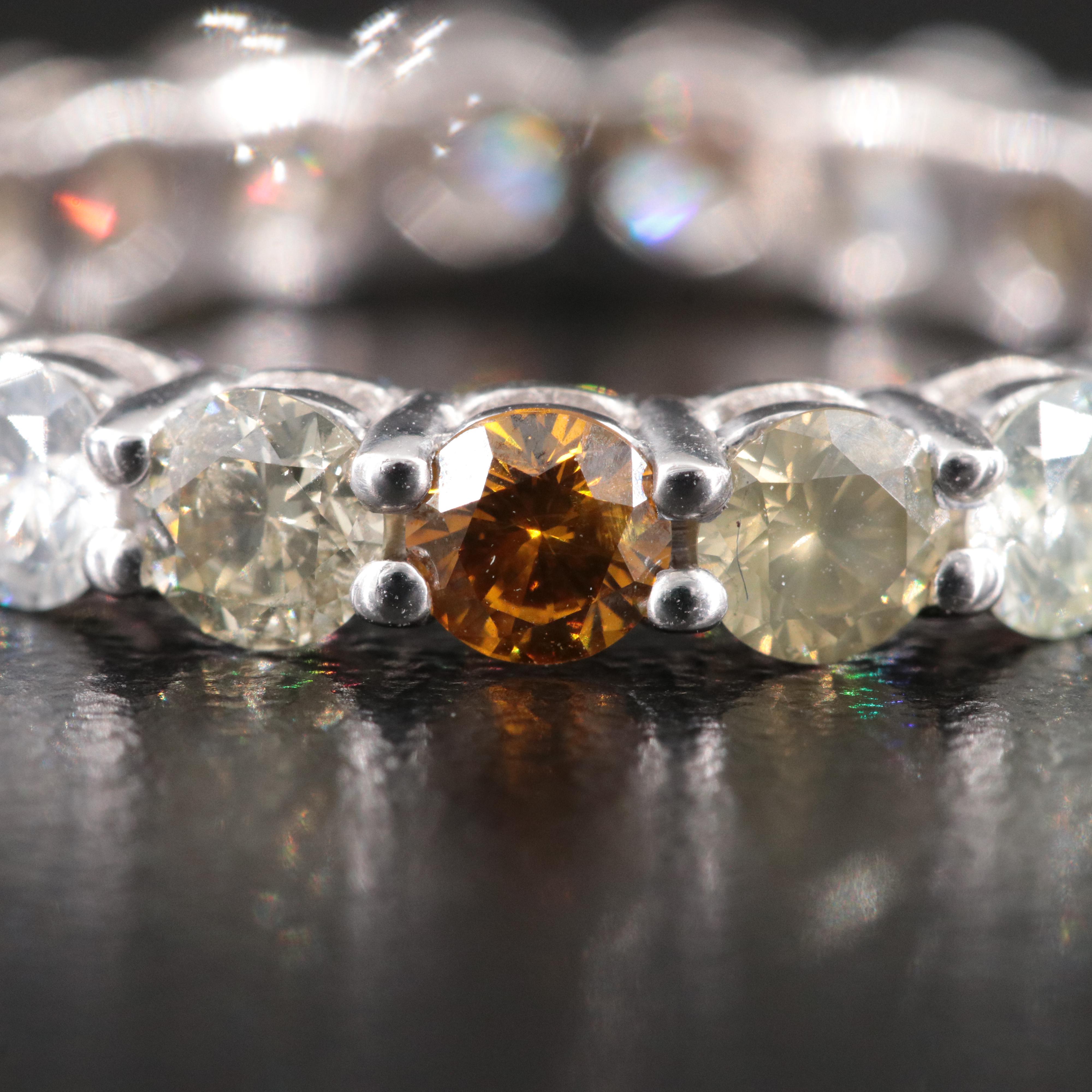 18K 3.10 CTW Fancy Diamond Eternity Ring with IGI Jewelry Report