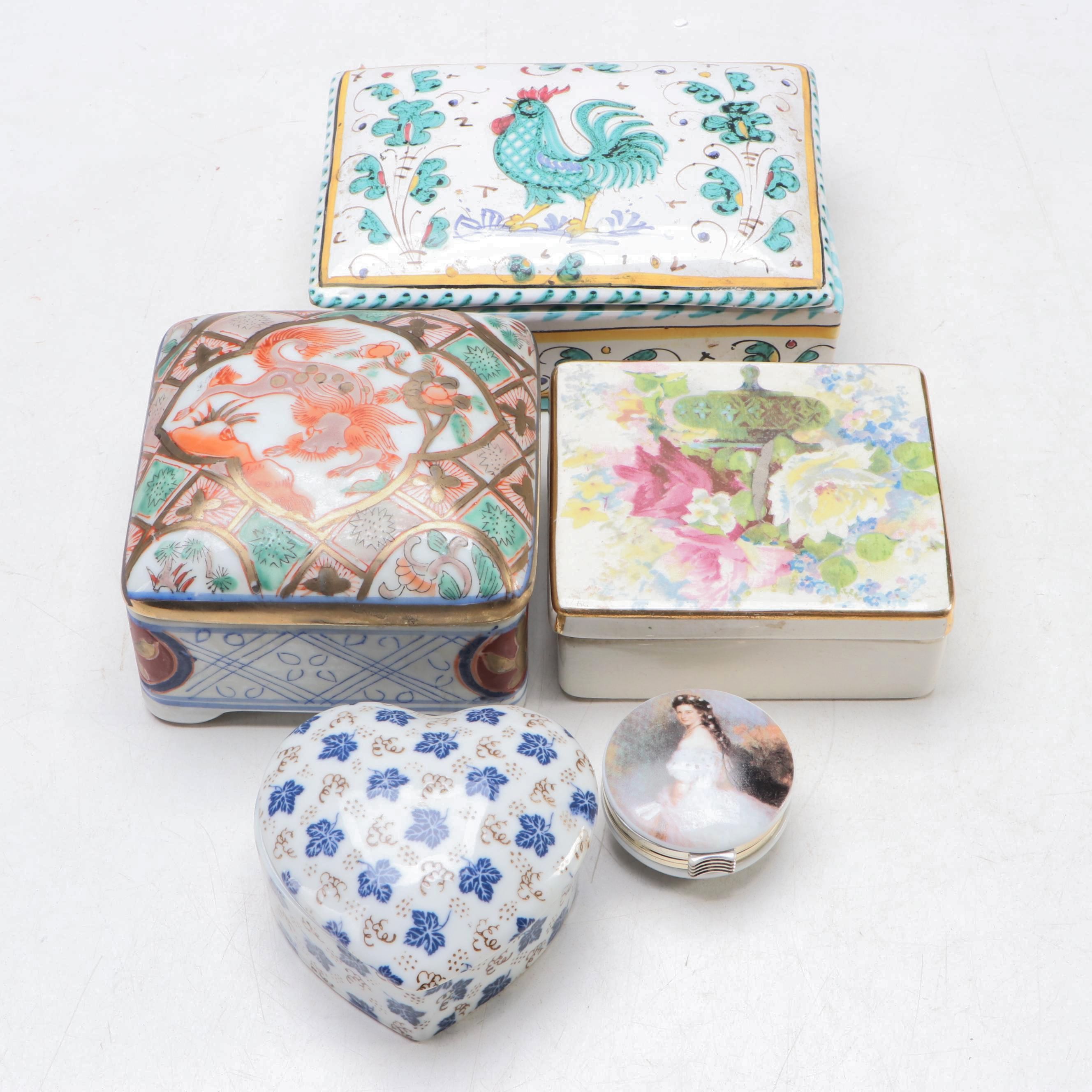 Italian Majolica, Chinese, and Other Porcelain Decorative Boxes