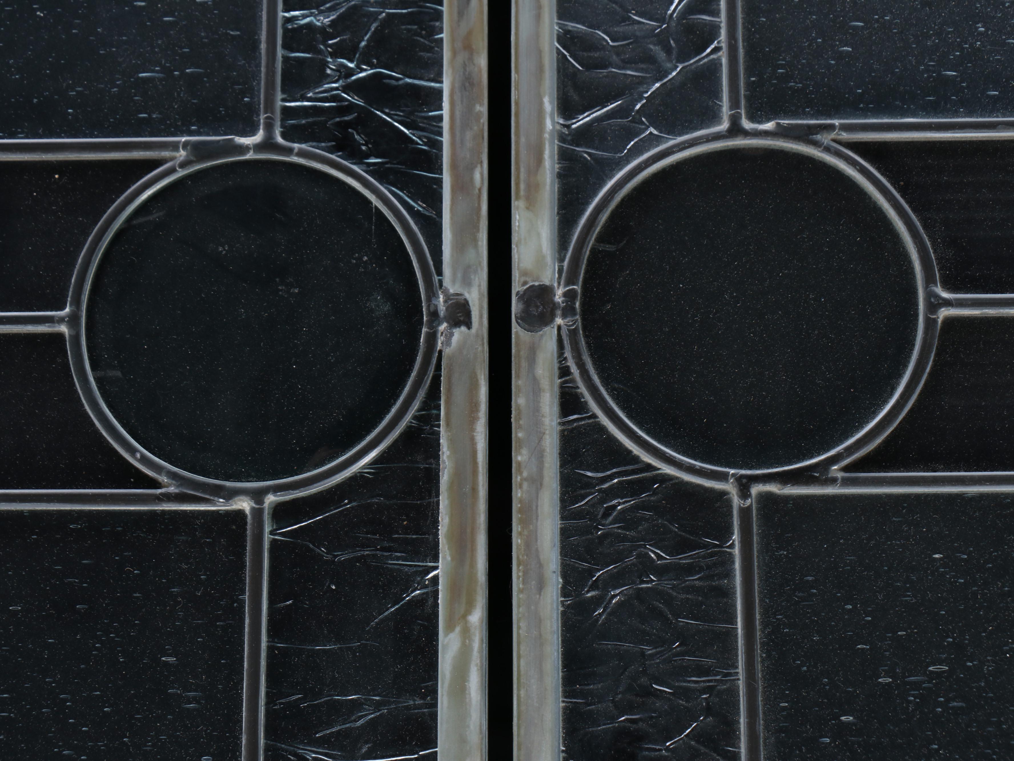 Pair of Prairie Style Stained Glass Panels