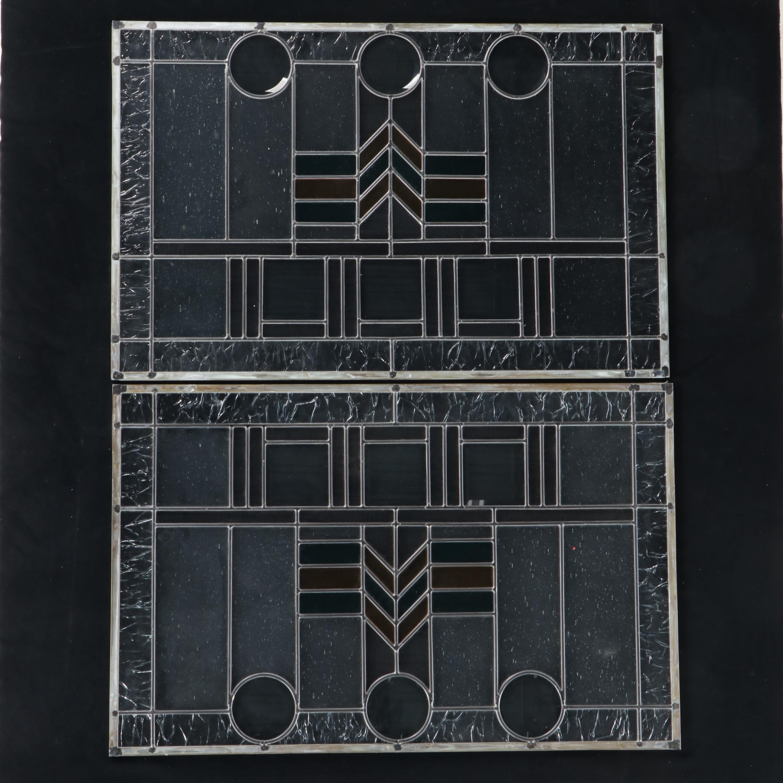 Pair of Prairie Style Stained Glass Panels