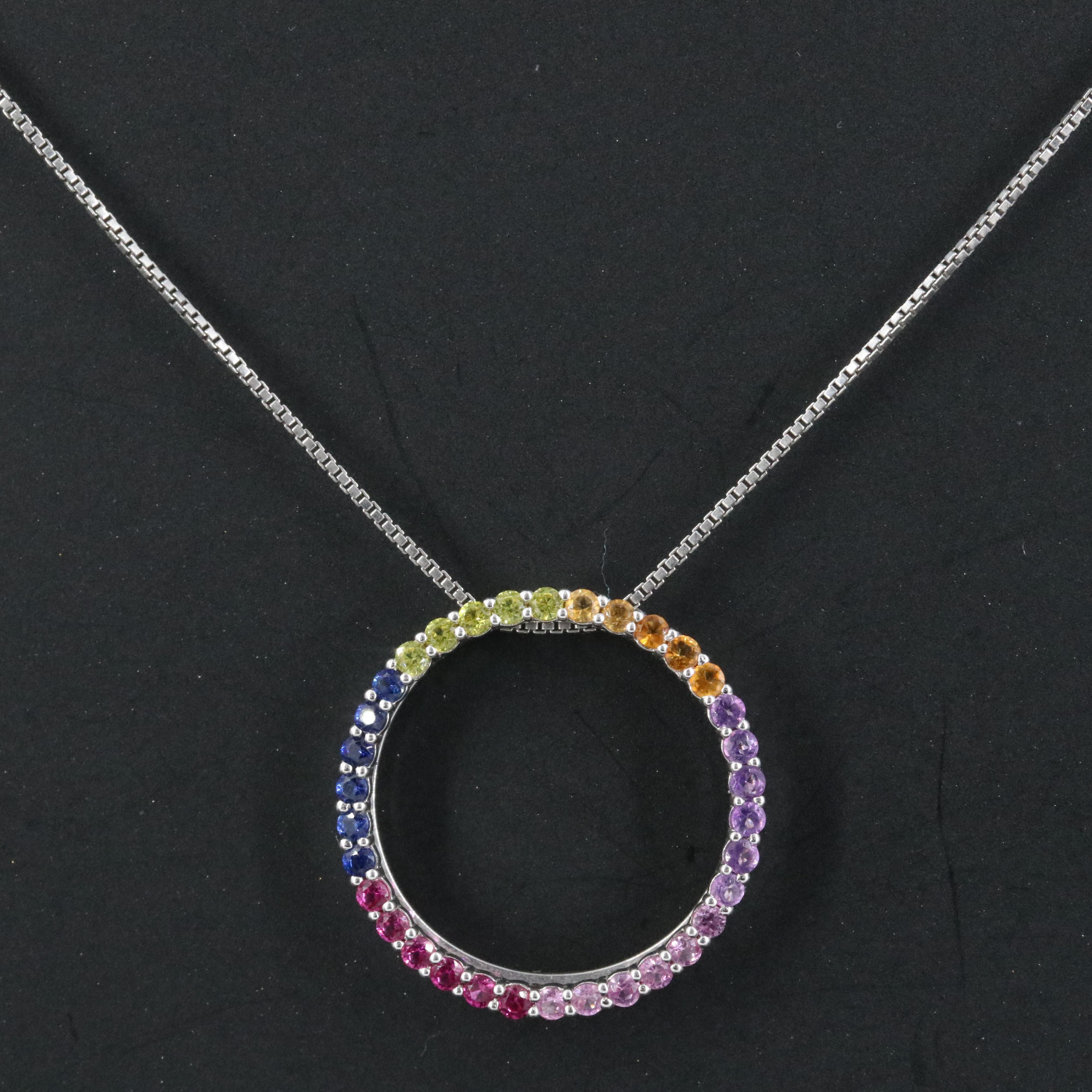 Sterling Gemstone Circle Pendant