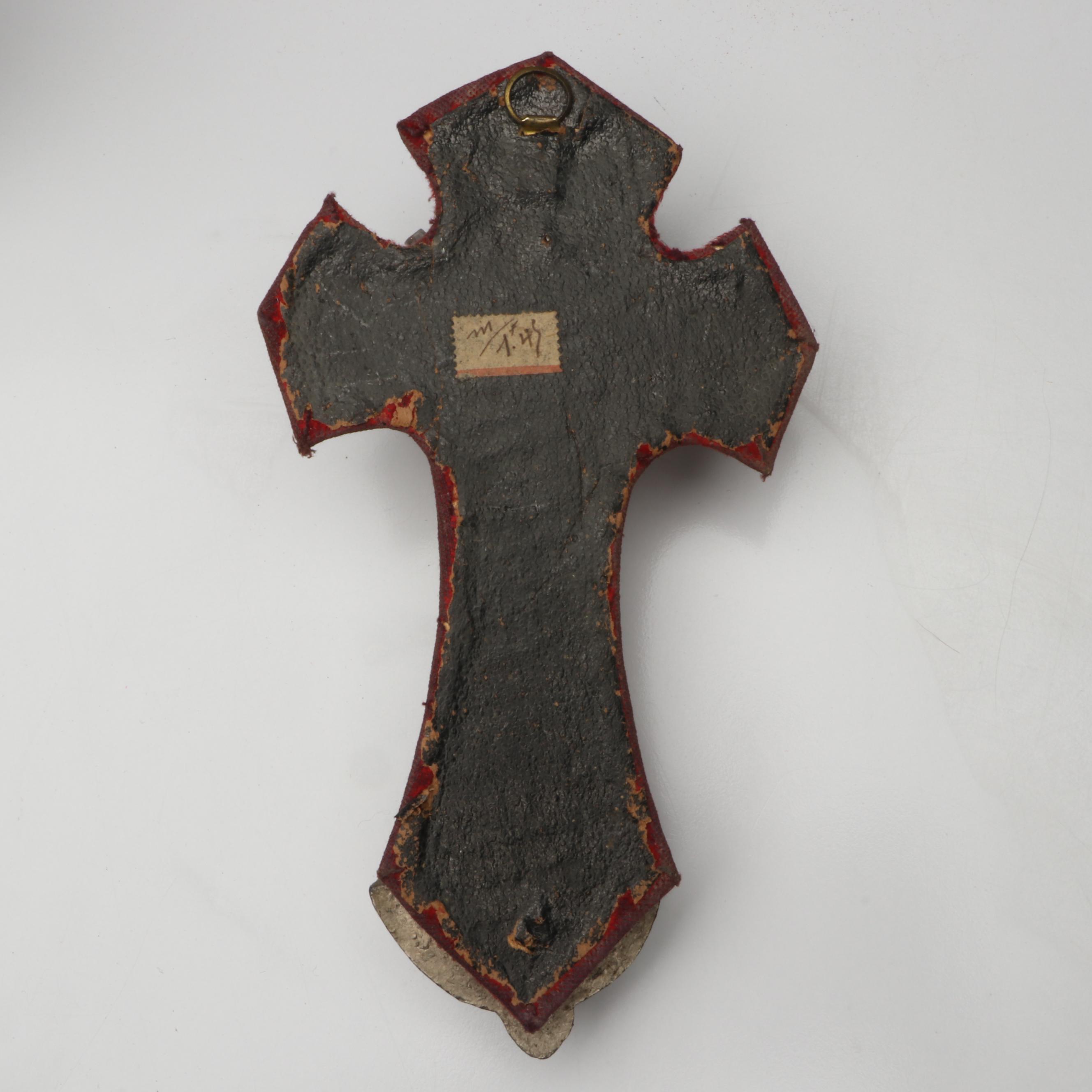 French Brass and Calcite Marble with Other Crucifix Holy Water Fonts
