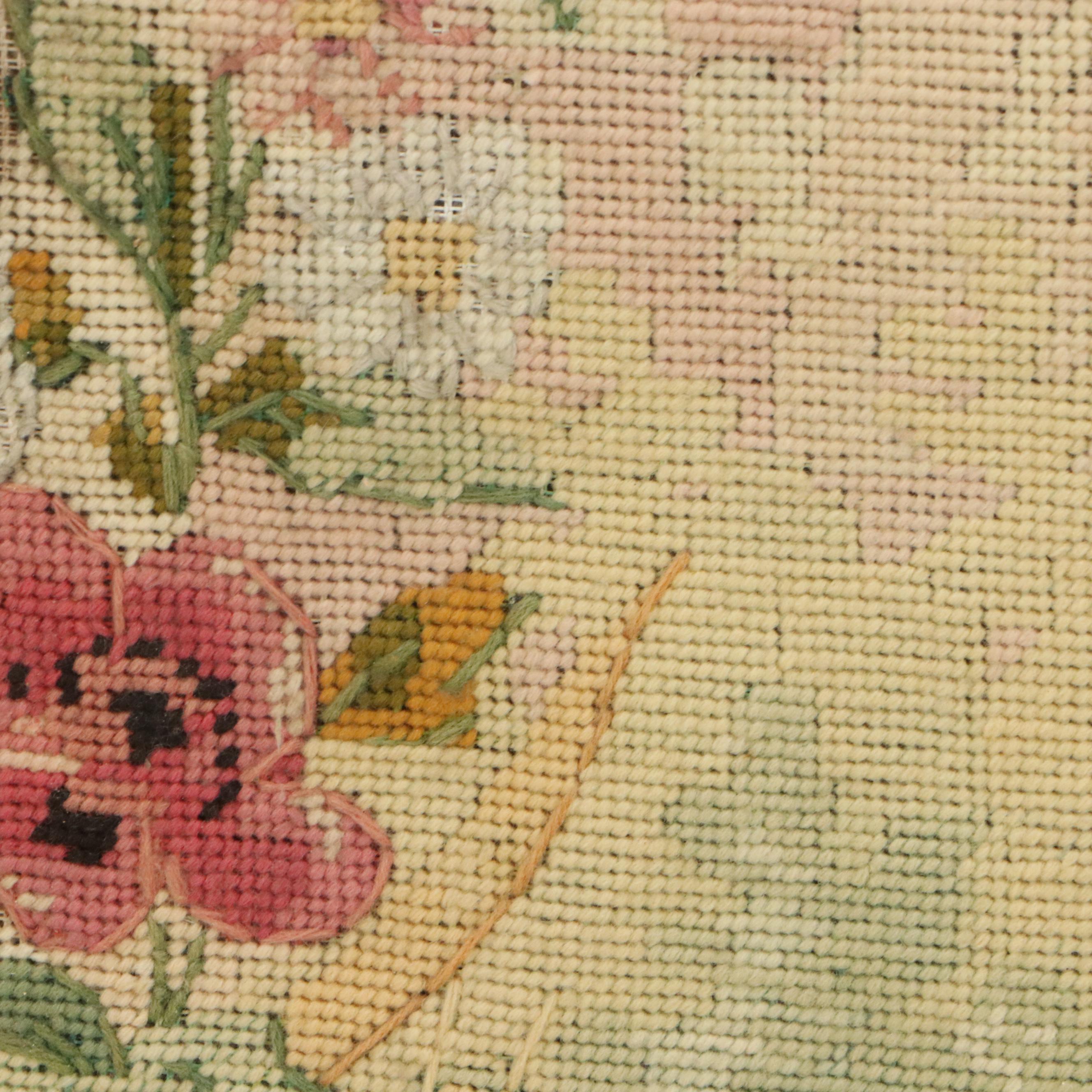 French Needlepoint Embroidery with Crowned King, 19th Century