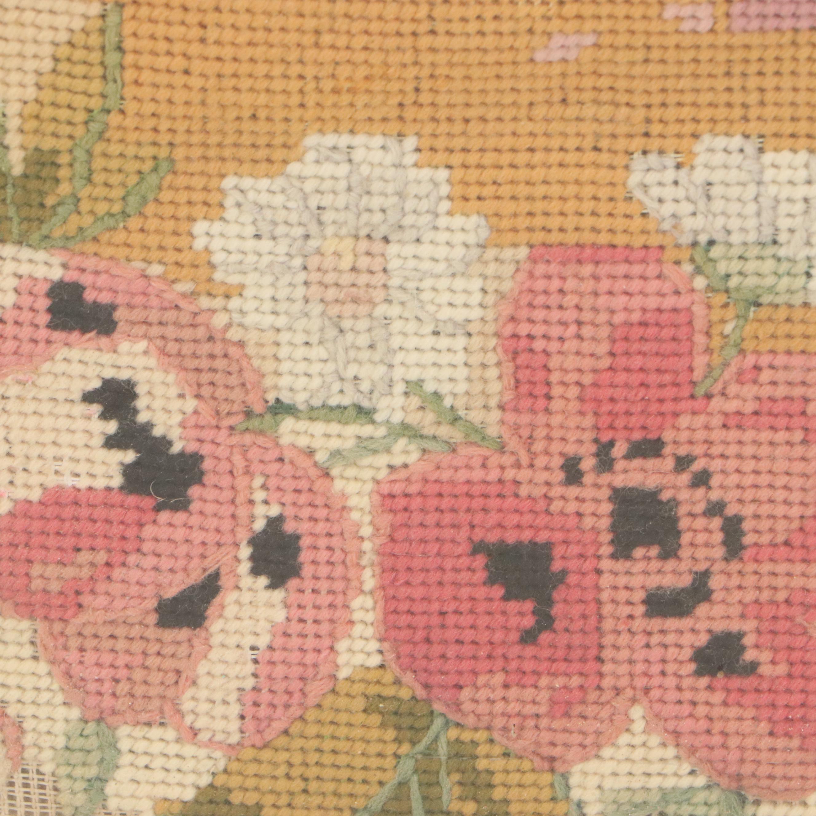 French Needlepoint Embroidery with Crowned King, 19th Century