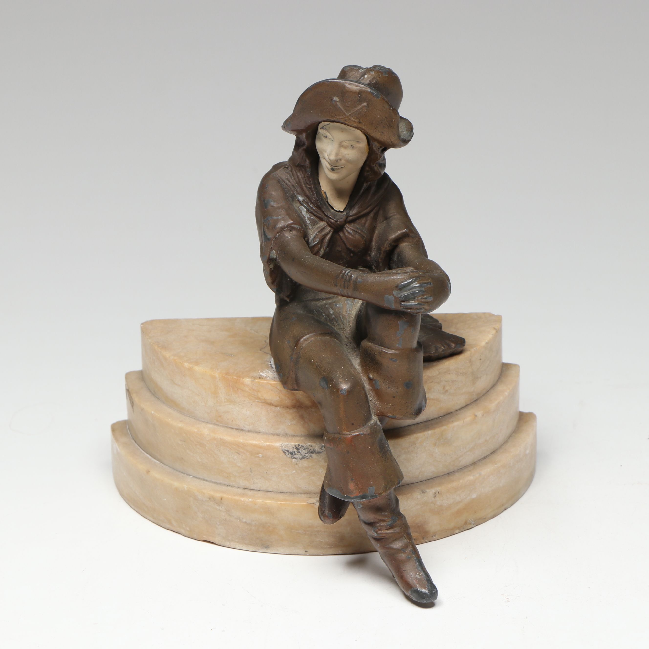 Marble and Bronze Finish Metal Figural Bookends