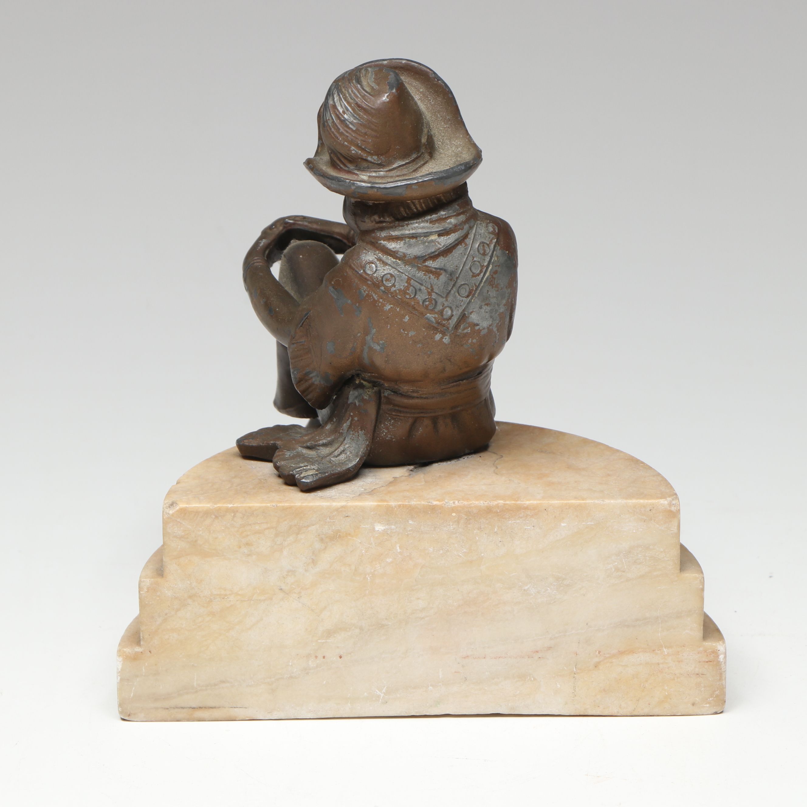 Marble and Bronze Finish Metal Figural Bookends