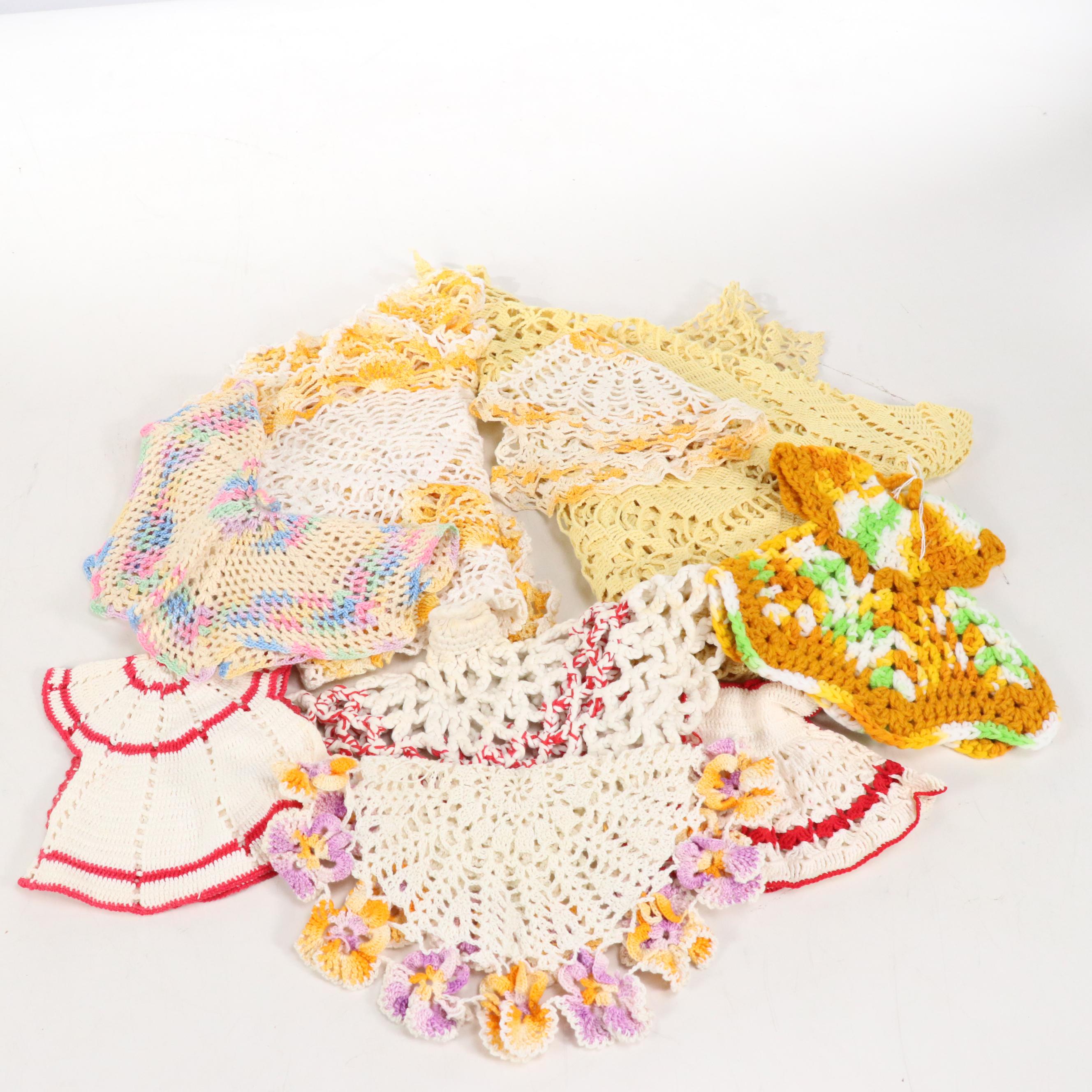 Lindstrom Toy Sewing Machine with Hand-Embroidered Pillowcases and Other Linens