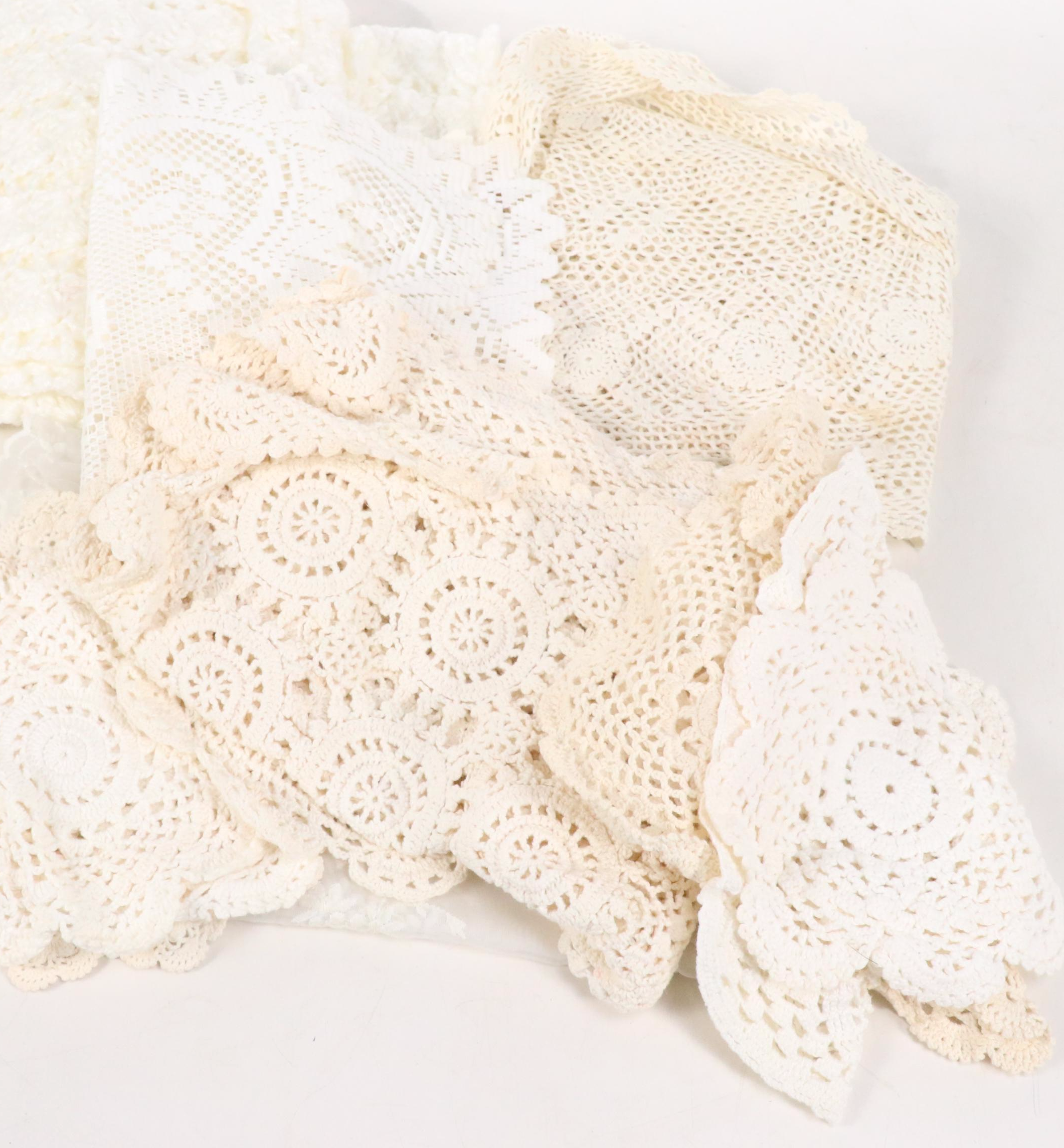 Lindstrom Toy Sewing Machine with Hand-Embroidered Pillowcases and Other Linens