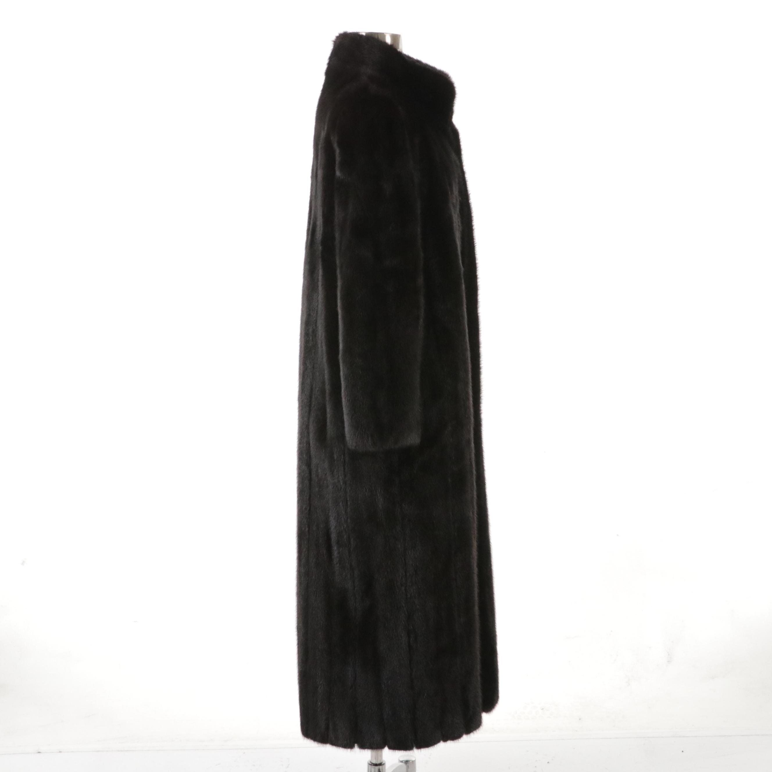 Mink Fur Silk Lined Long Coat
