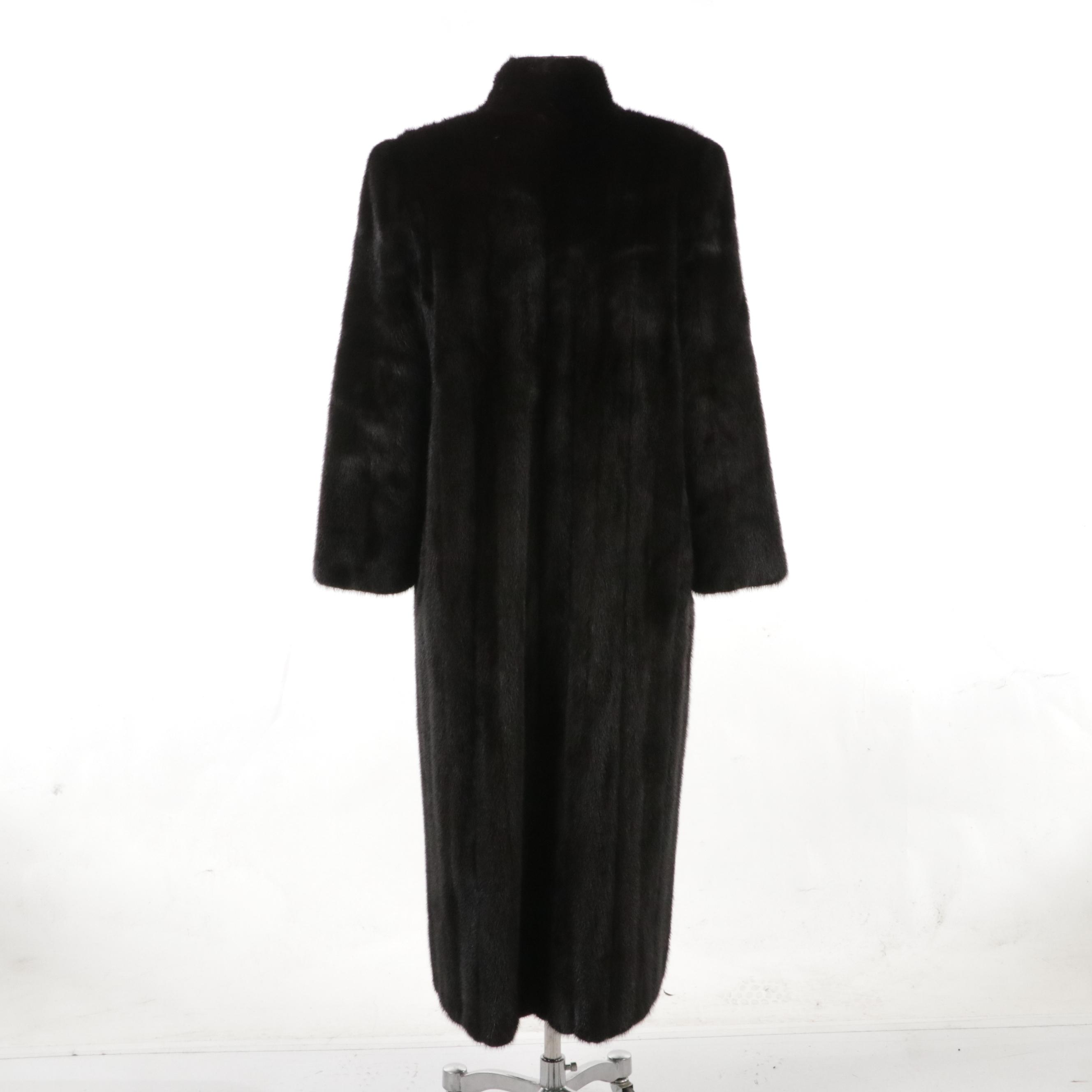 Mink Fur Silk Lined Long Coat