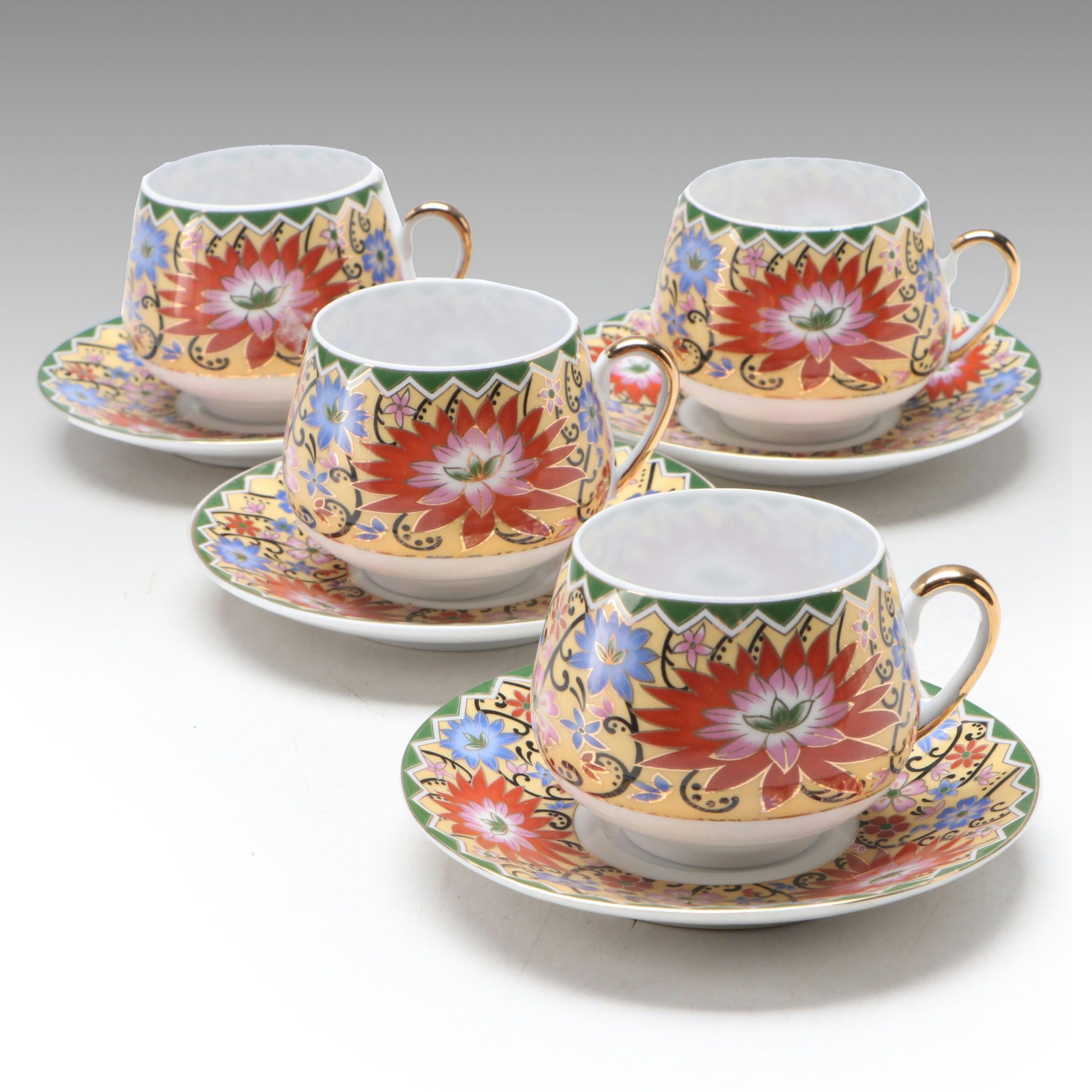 Presentti Italian Style Porcelain Cups and Saucers