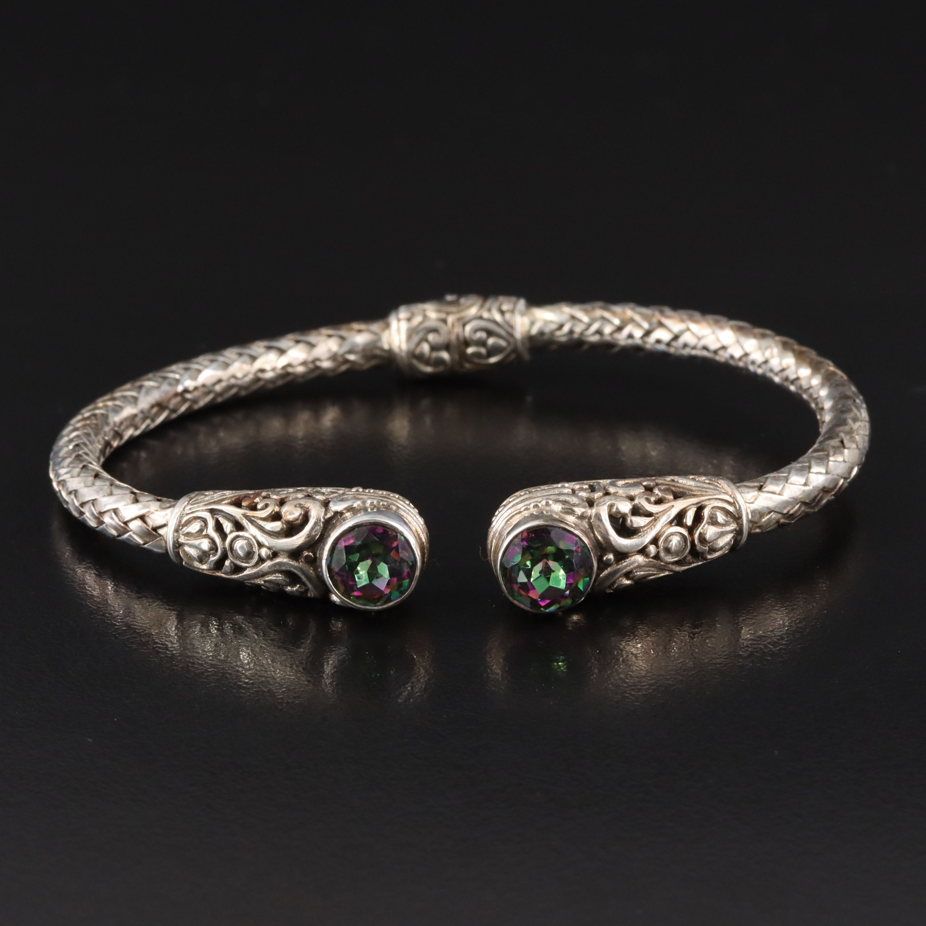 Sterling Mystic Topaz Woven Bracelet