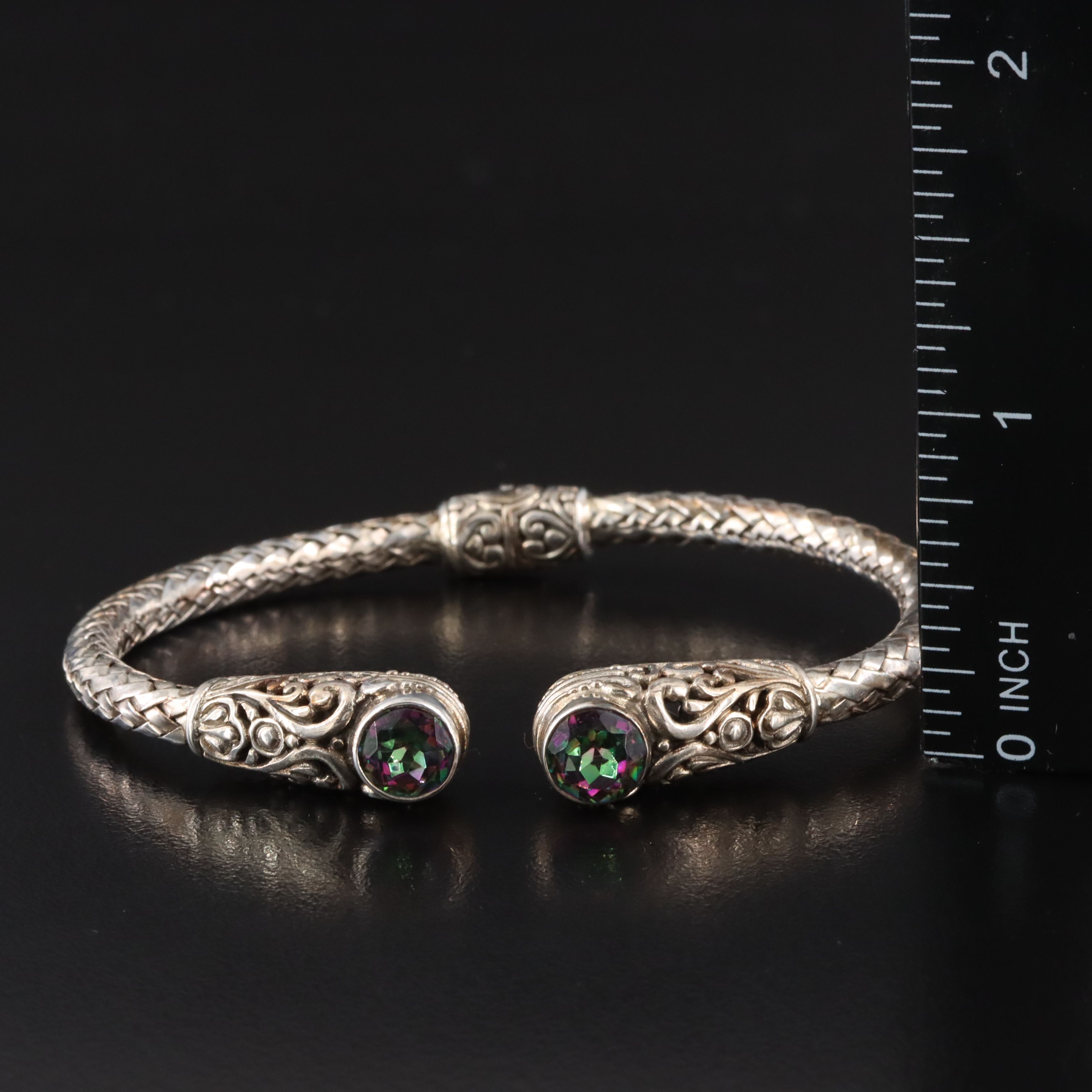 Sterling Mystic Topaz Woven Bracelet