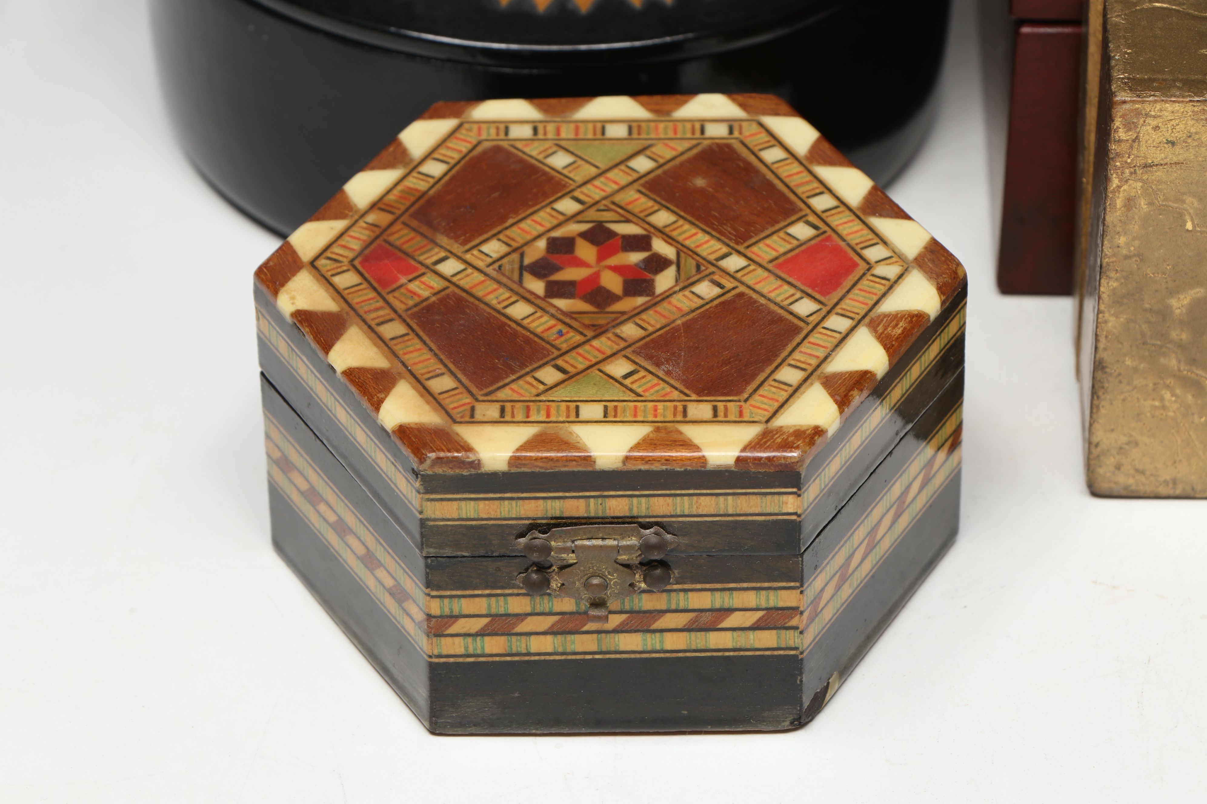 Wooden Inlaid Lacquerware Box with More Decorative Boxes