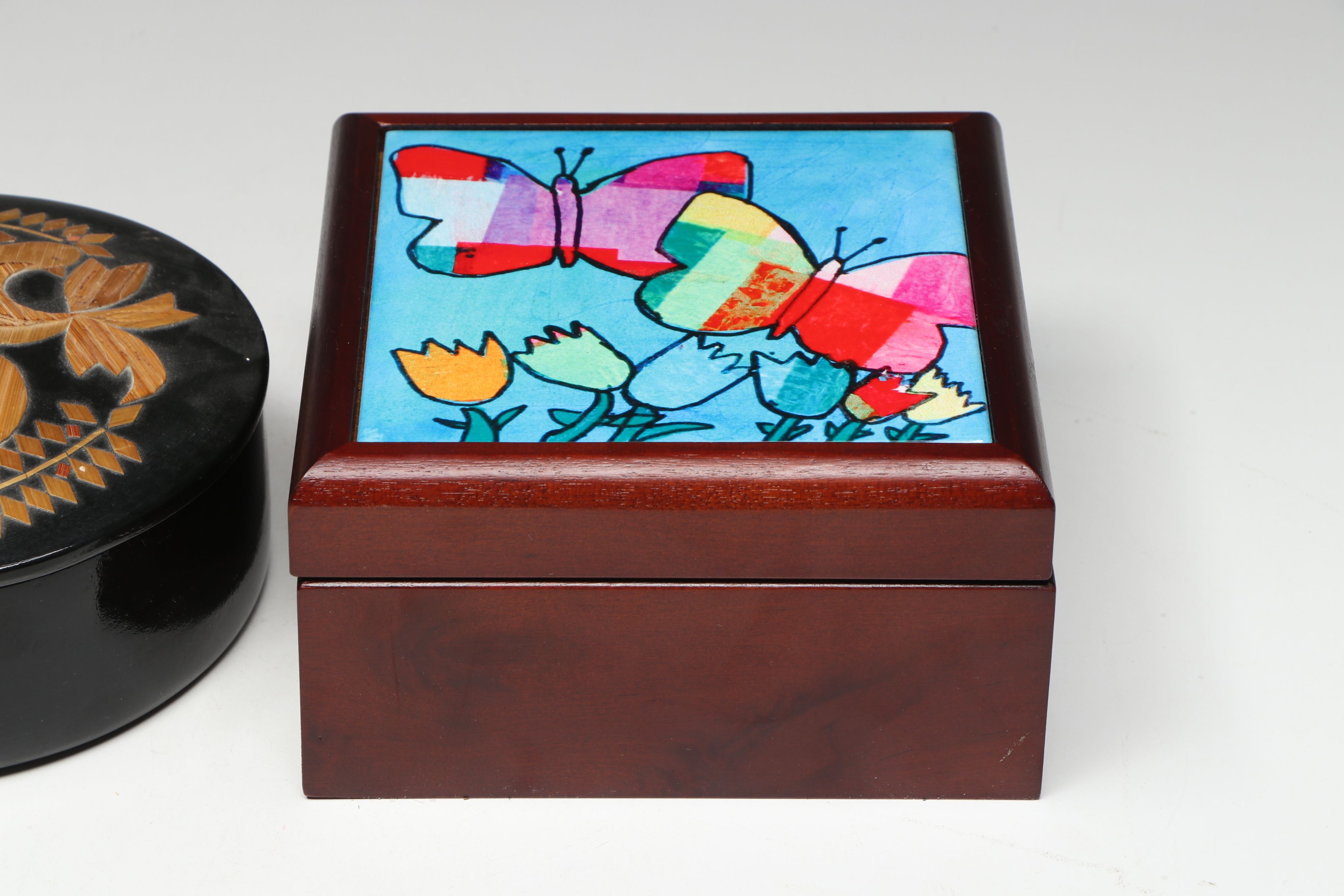 Wooden Inlaid Lacquerware Box with More Decorative Boxes