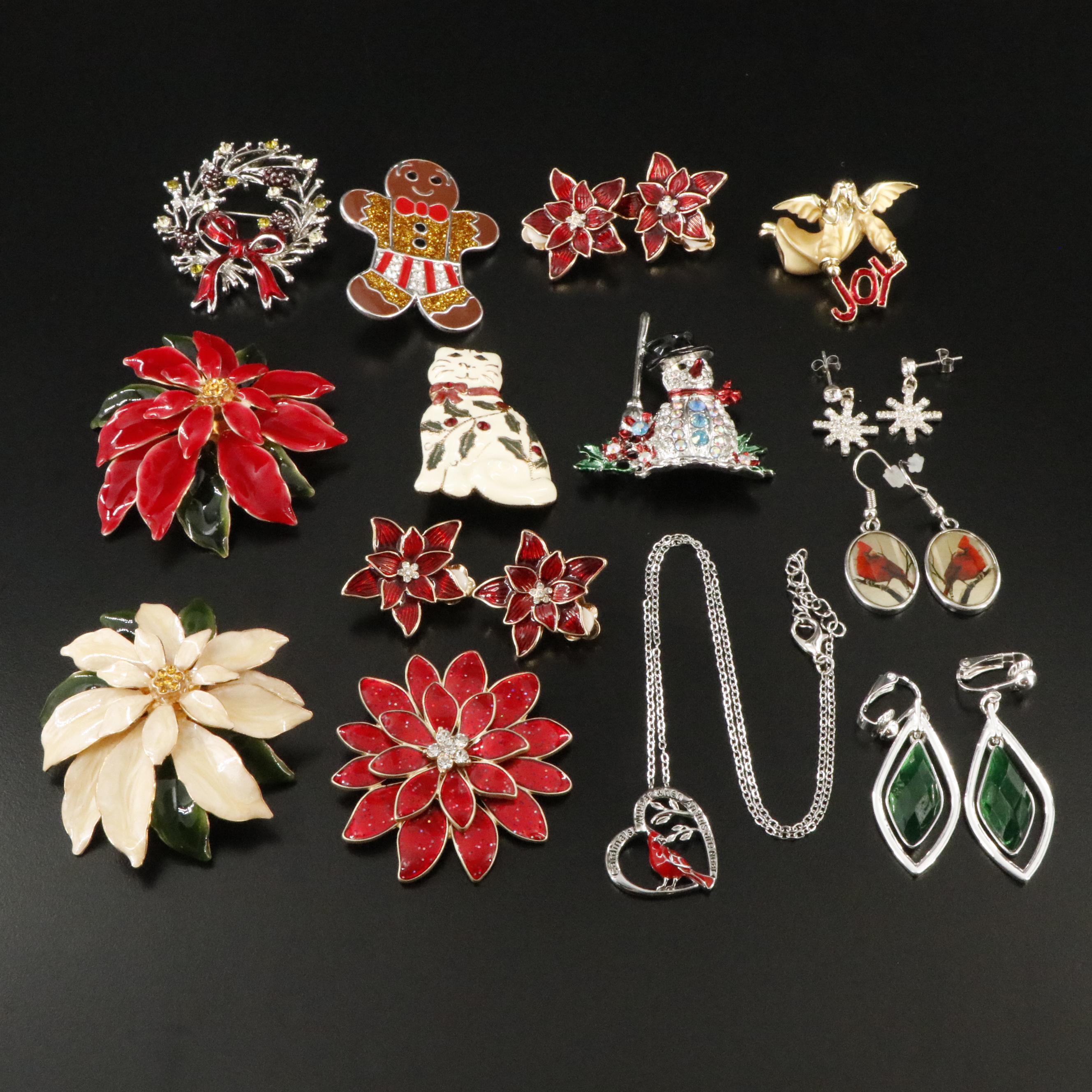 Christmas Jewelry Collection Featuring Poinsettias
