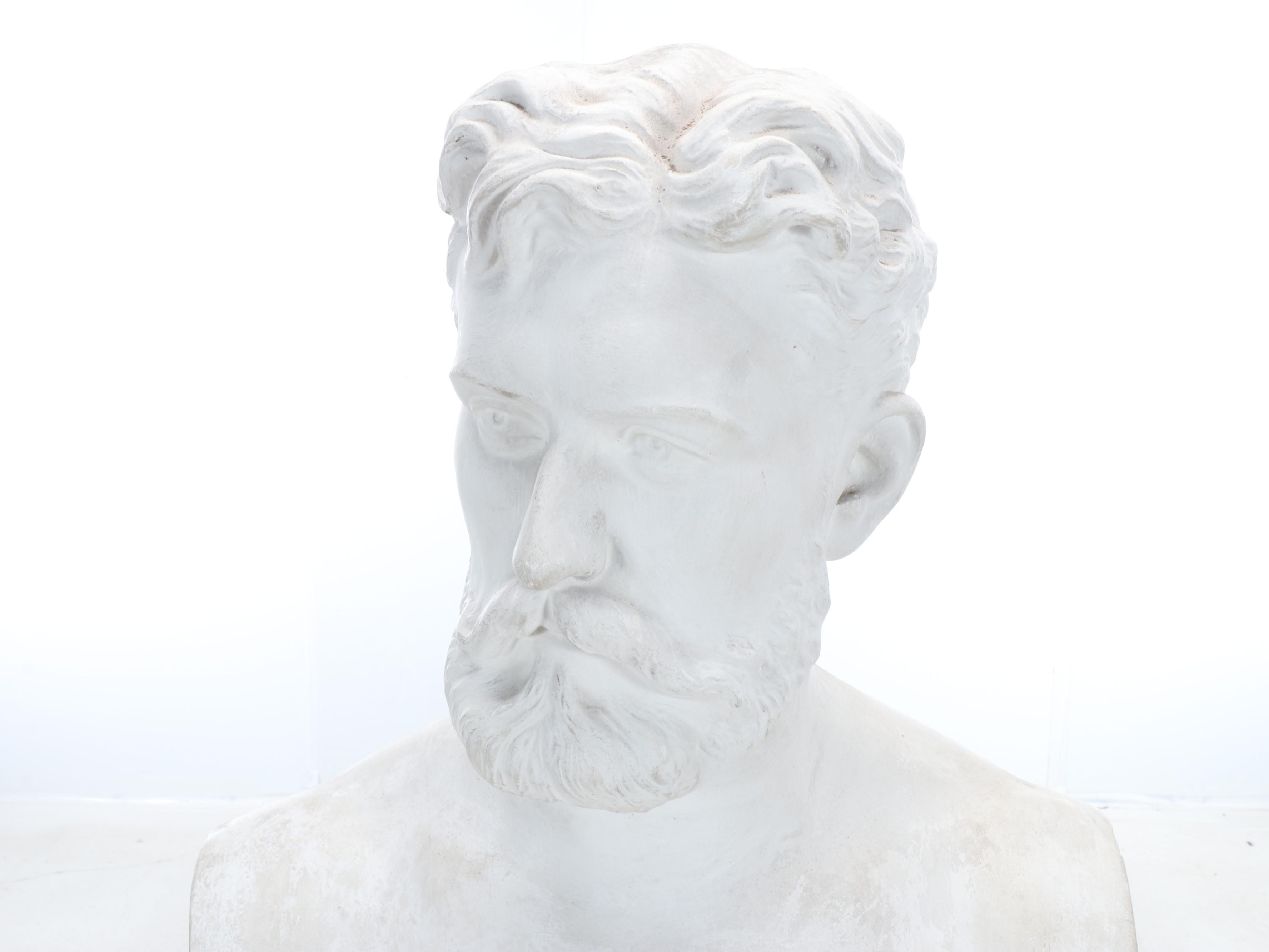 Italian Painted Cast Plaster Bust of Bearded Man, Late 19th Century