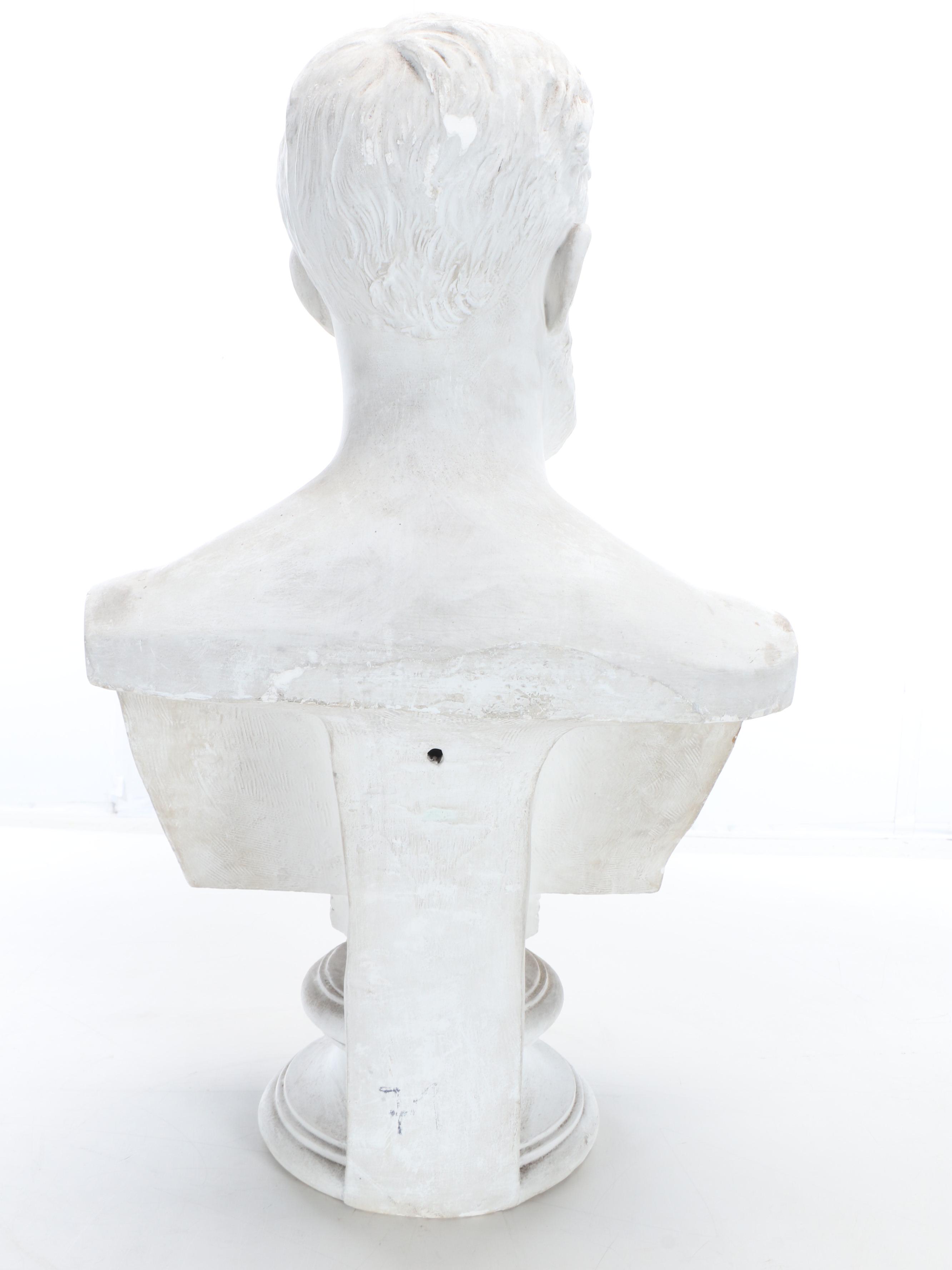 Italian Painted Cast Plaster Bust of Bearded Man, Late 19th Century