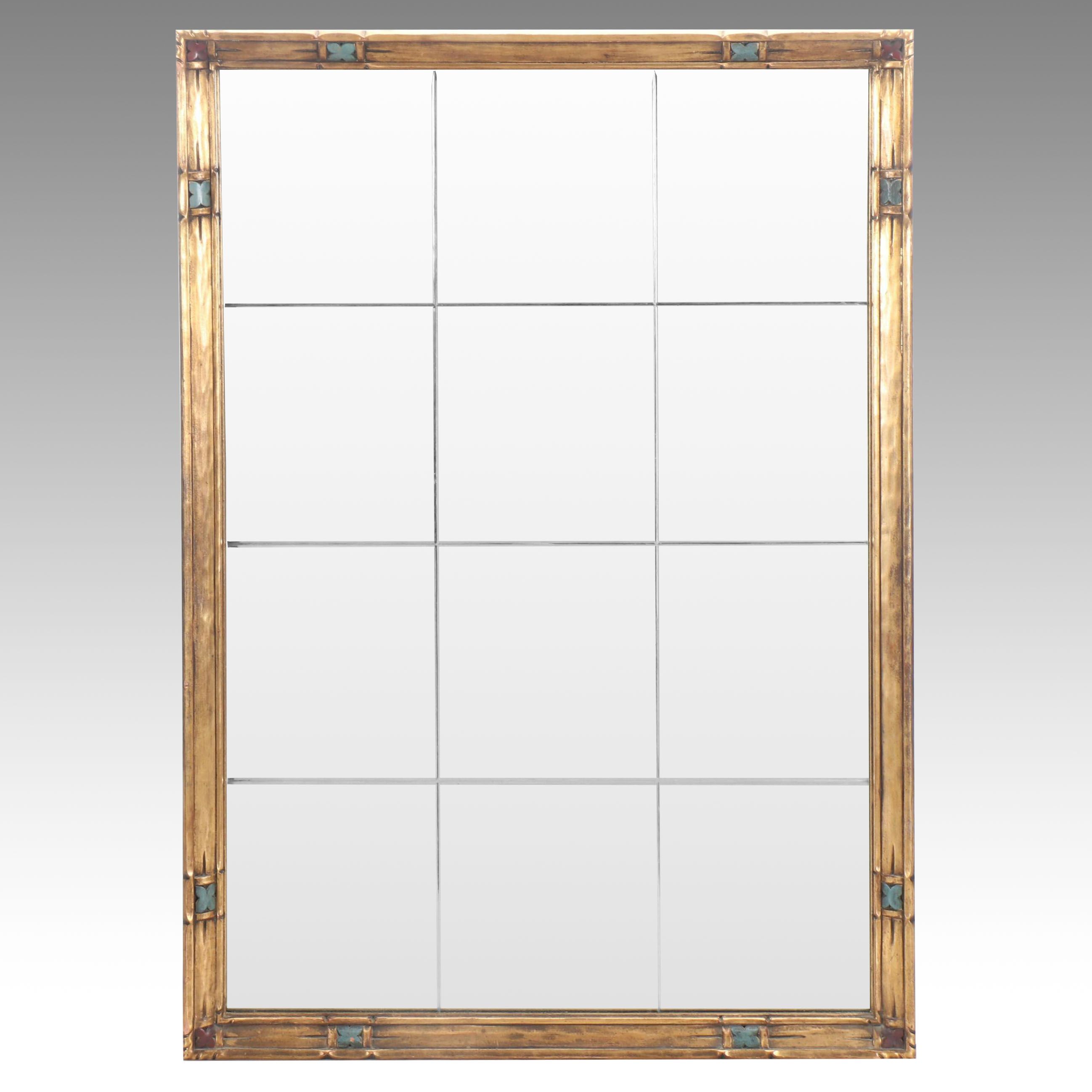 Giltwood and Polychrome Beveled Tile Mirror