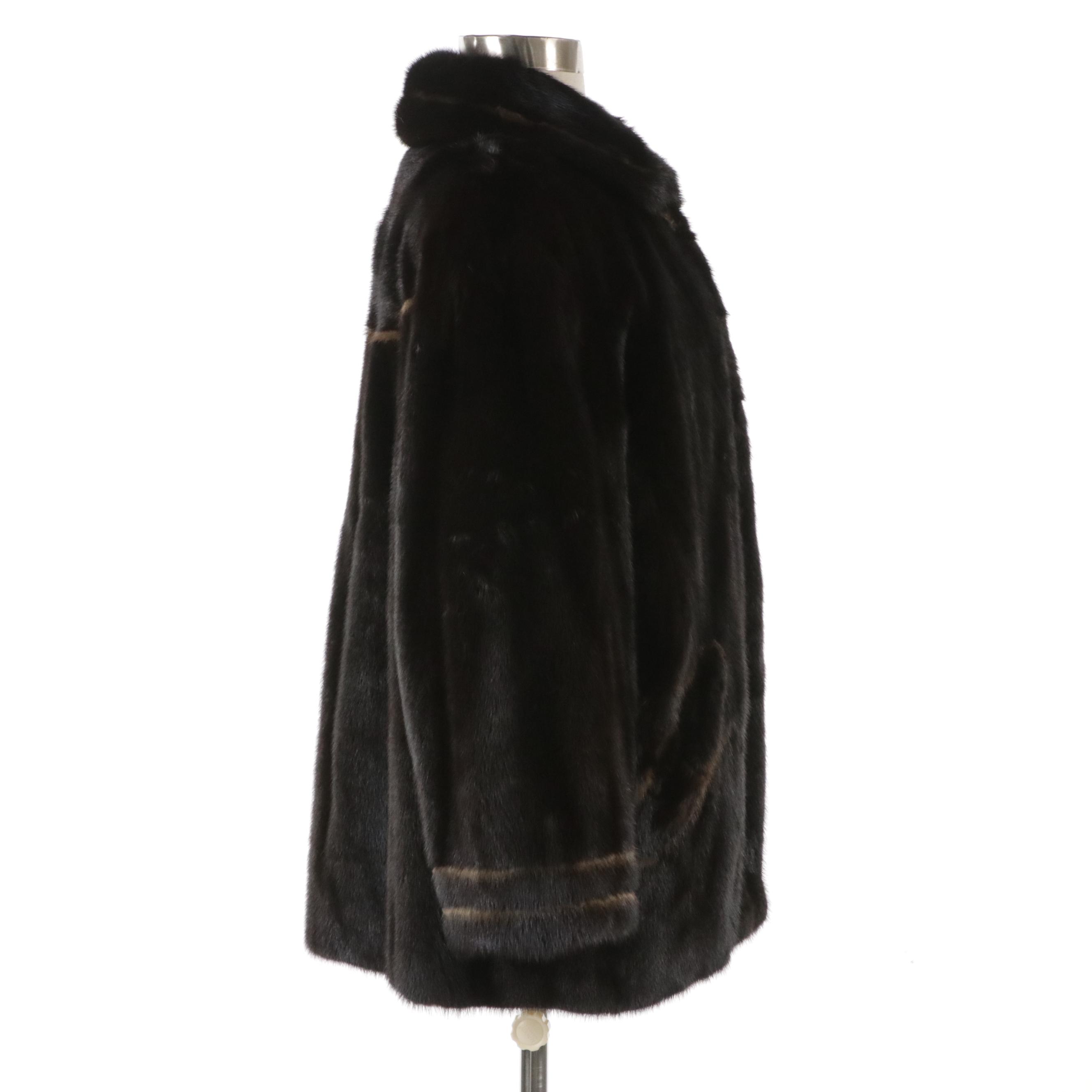 Miss O Oscar de la Renta Dyed Mink Fur & Quilted Leather Reversible Coat