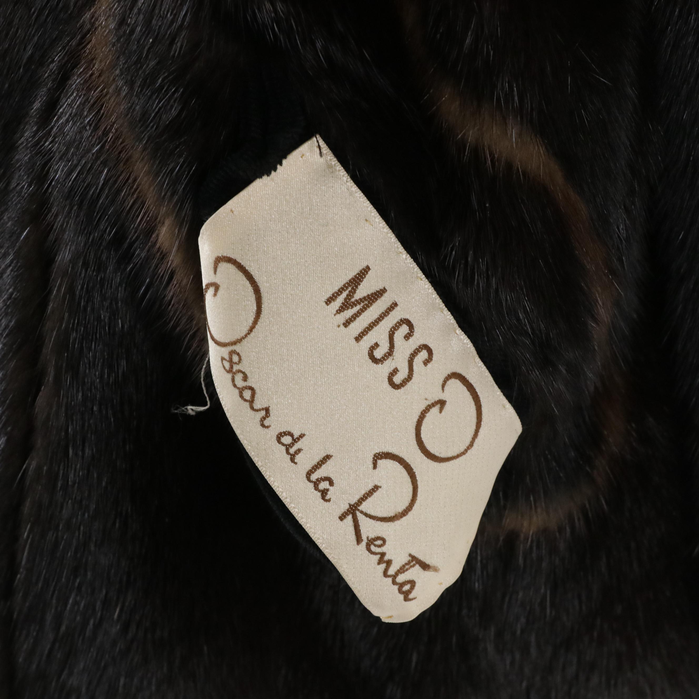 Miss O Oscar de la Renta Dyed Mink Fur & Quilted Leather Reversible Coat