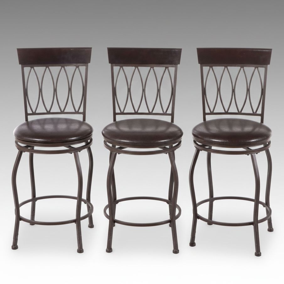 Set of Three Contemporary Swivel Barstools
