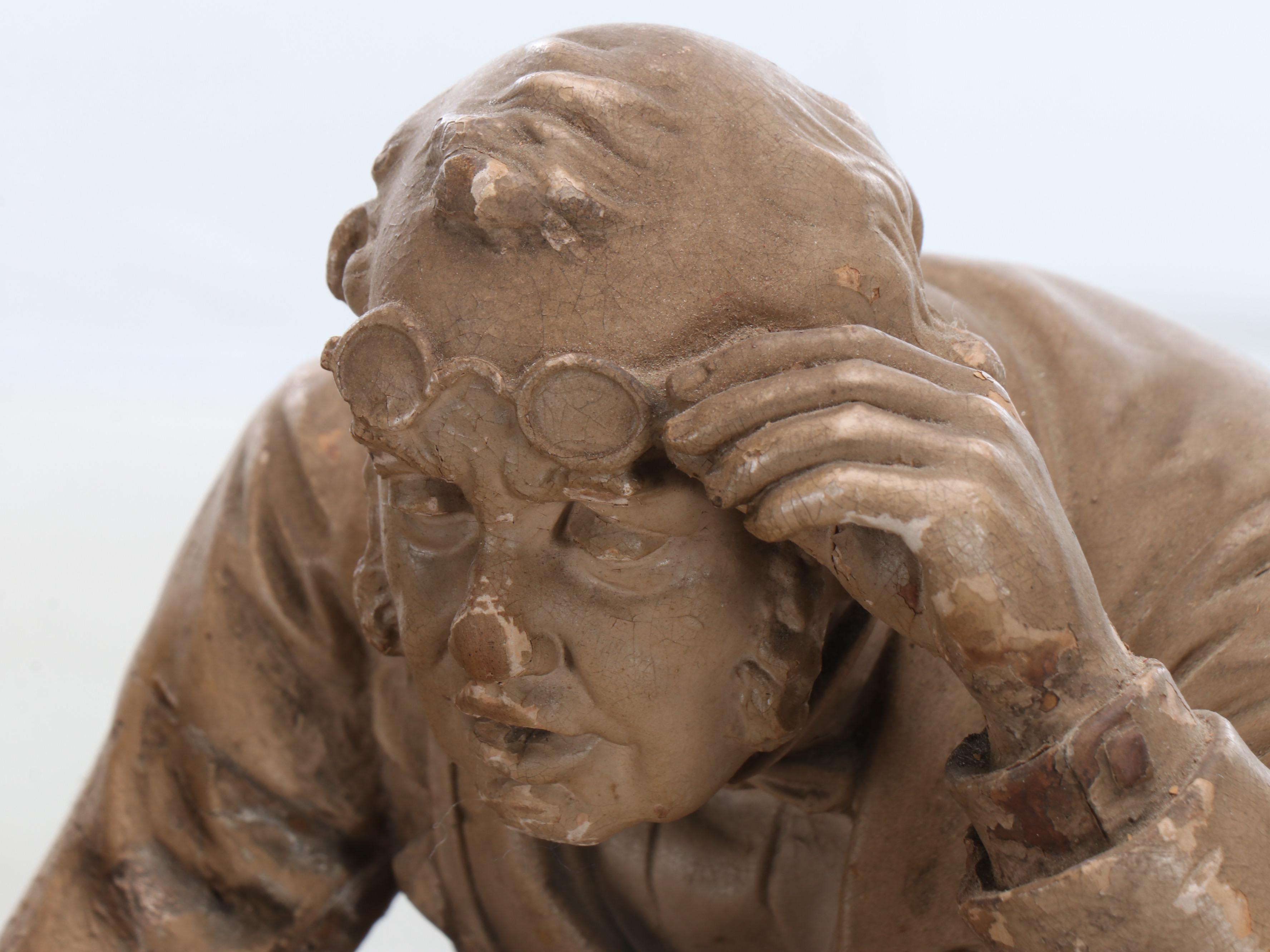 John Rogers Cast Plaster Figural Group "Weighing the Baby," 1876