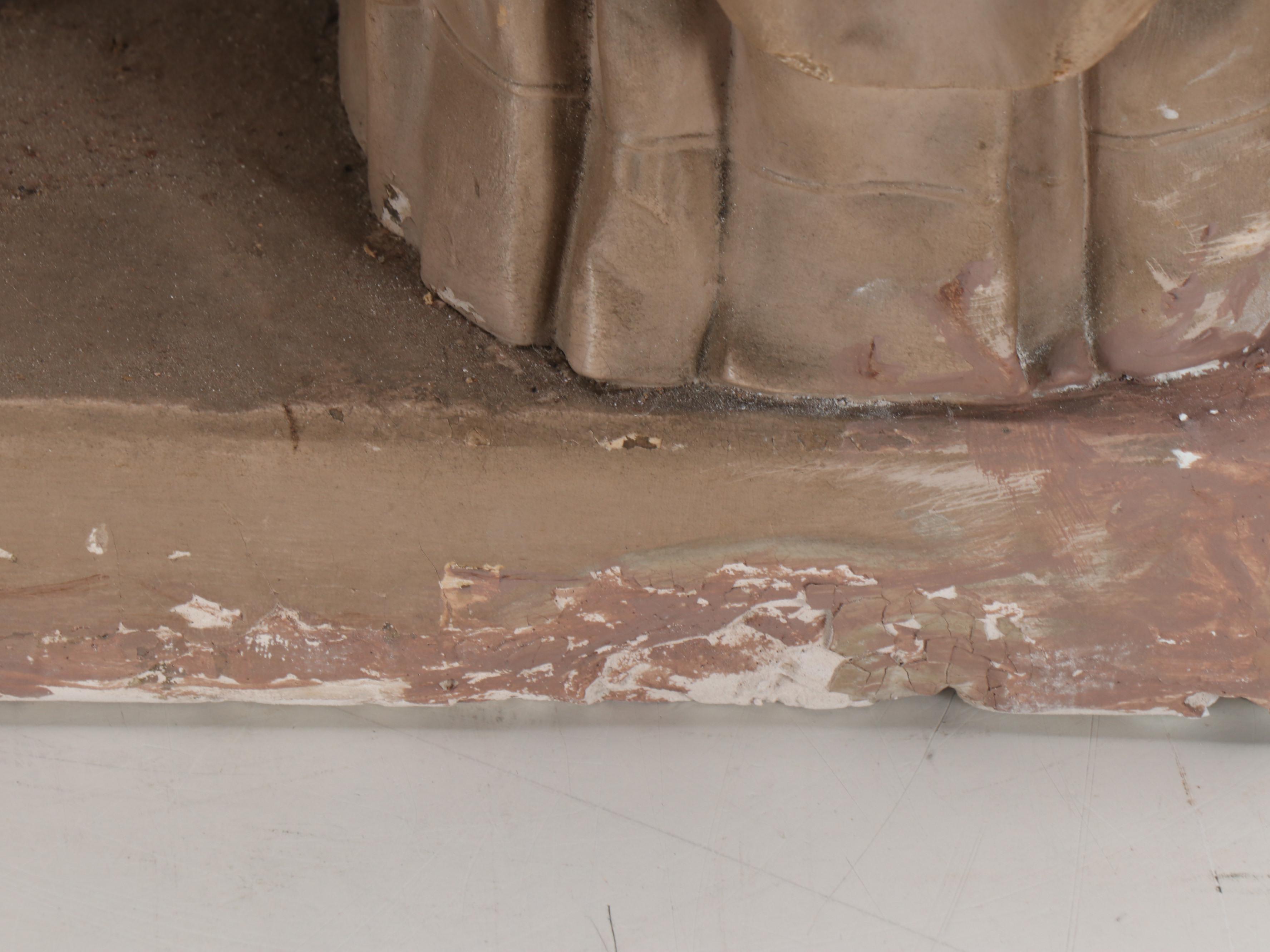 John Rogers Cast Plaster Figural Group "Weighing the Baby," 1876