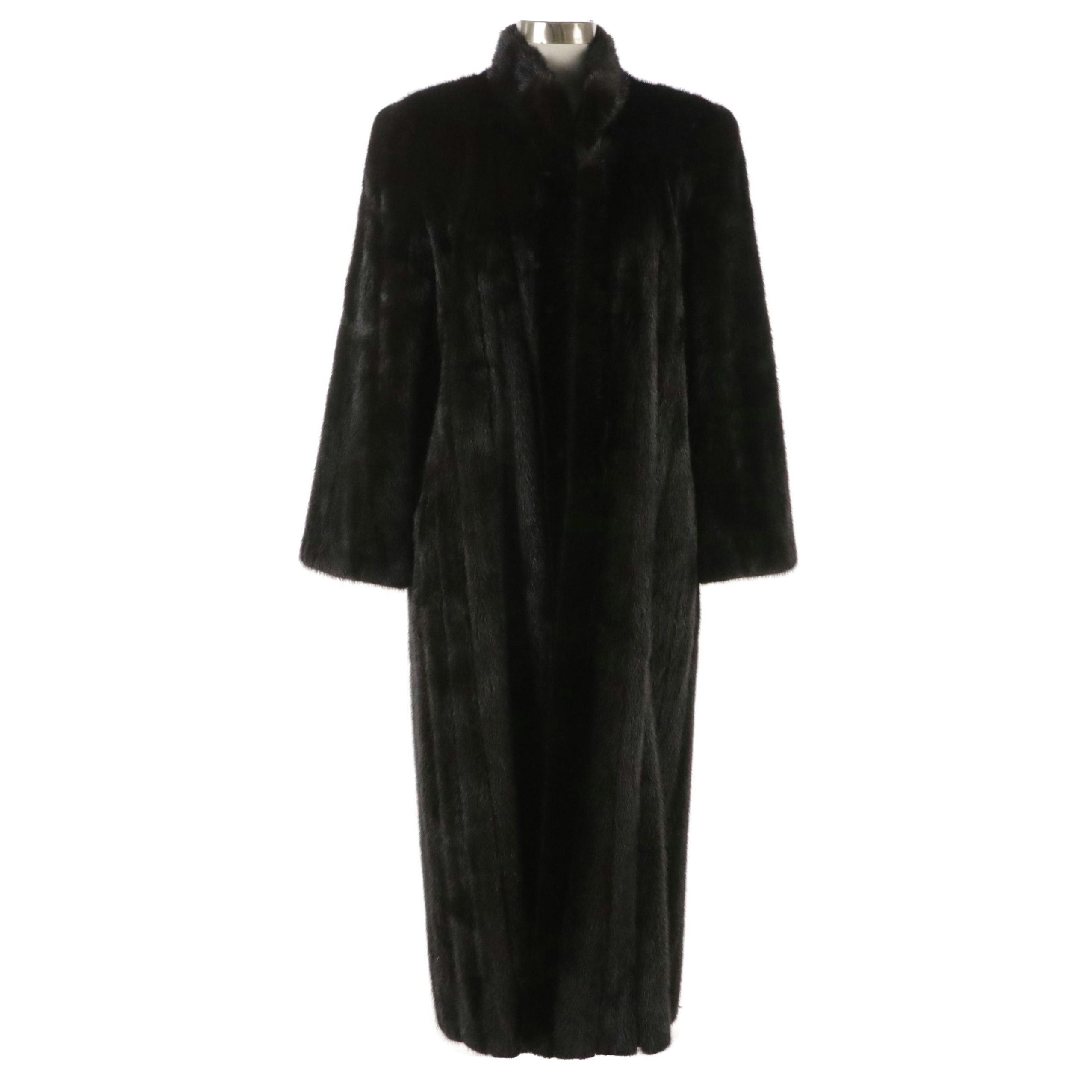 Mink Fur Silk Lined Long Coat