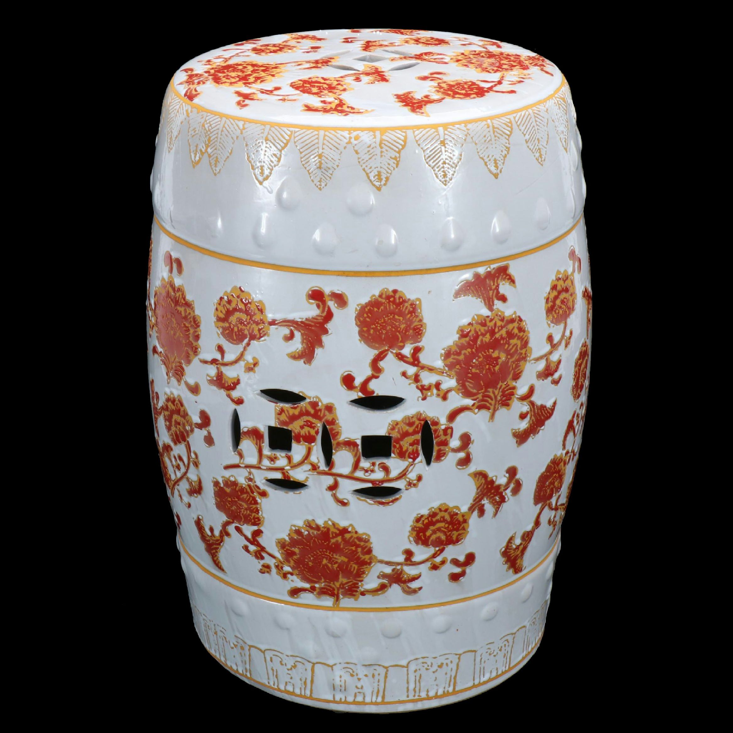 Three Hands Corp. Contemporary Chinese Pierced Ceramic Garden Stool