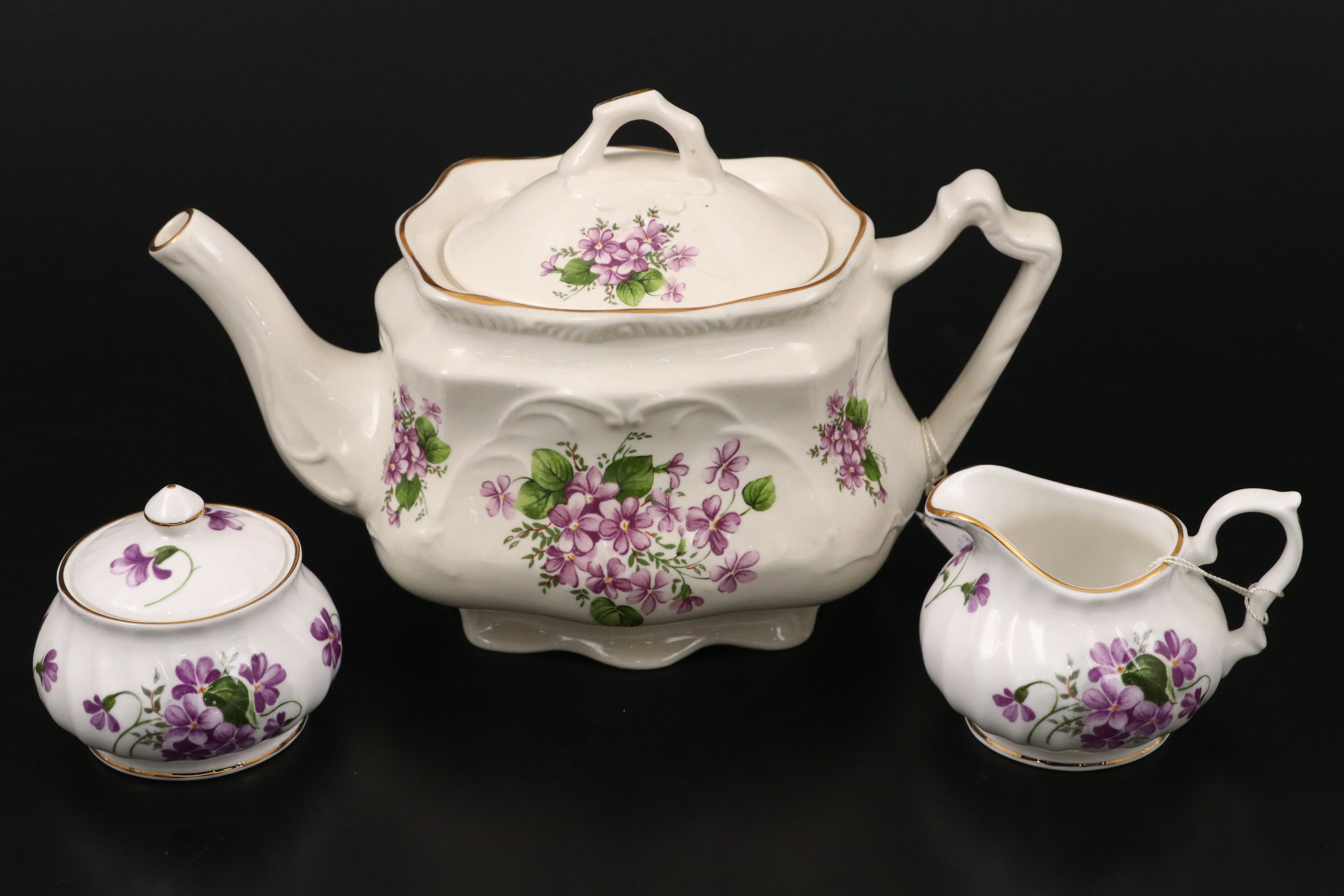 Royal Patrician "Pansy" Gilt Porcelain Dinnerware and Tea Pot
