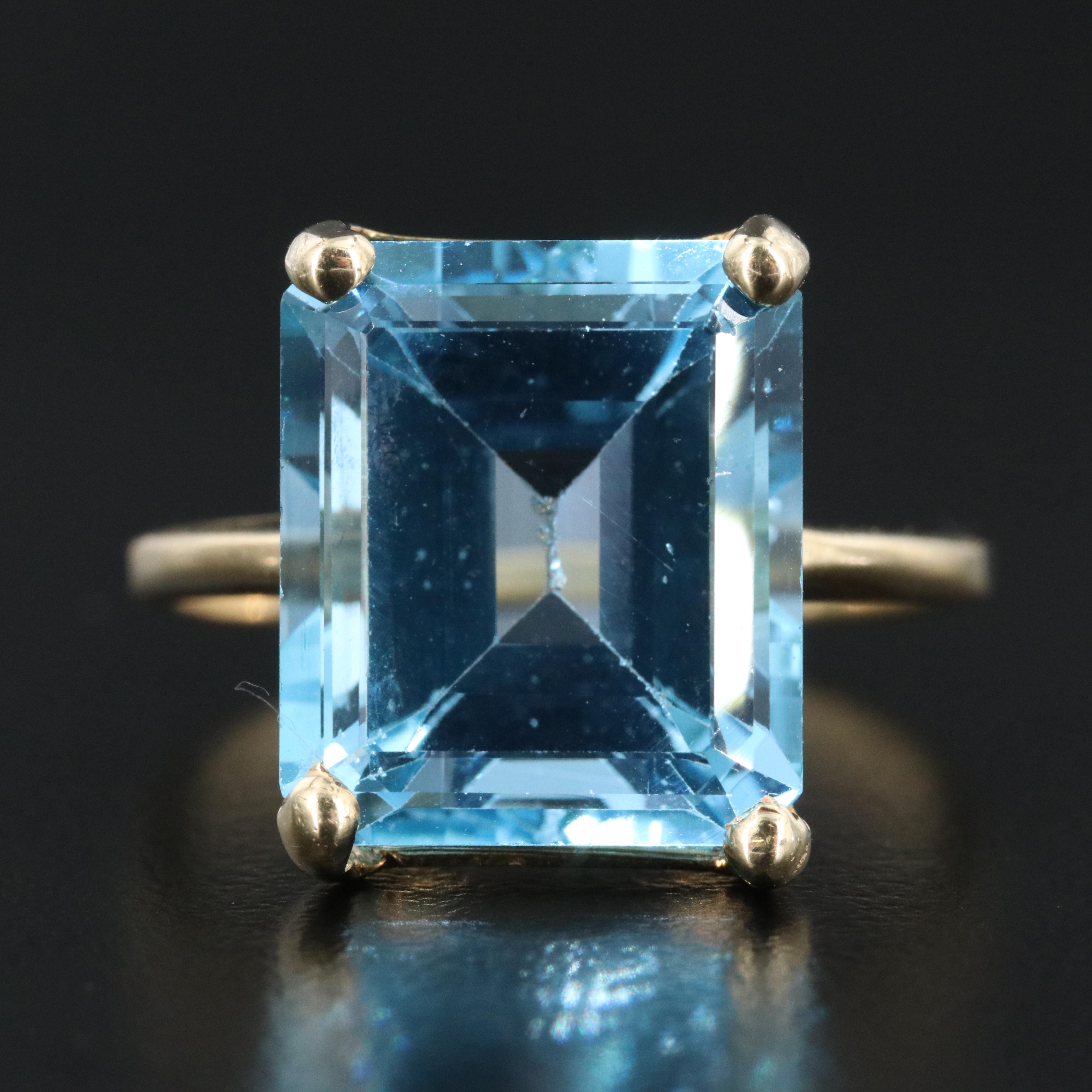 14K 11.66 CT Swiss Blue Topaz Ring