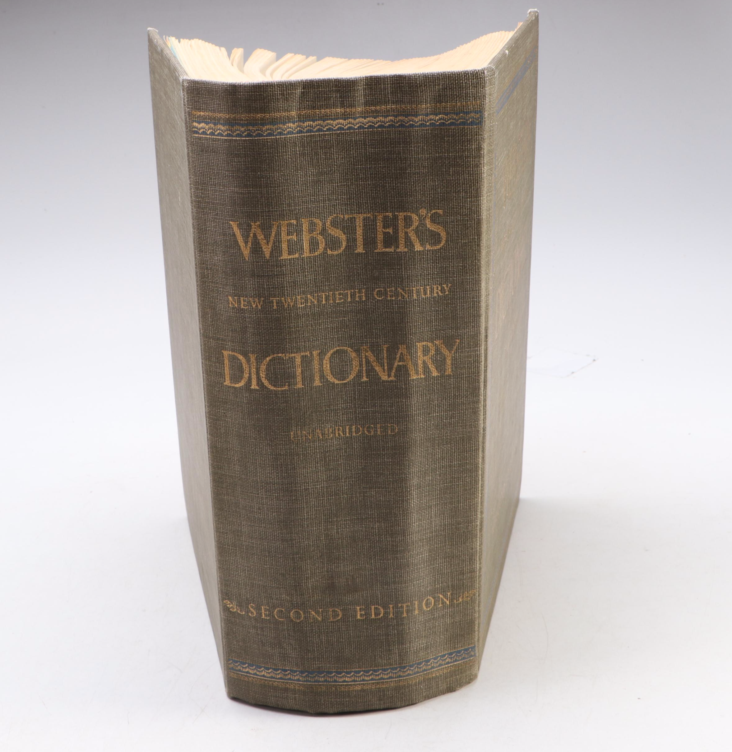 "Webster's New Twentieth Century Dictionary" with "Rand McNally World Atlas"