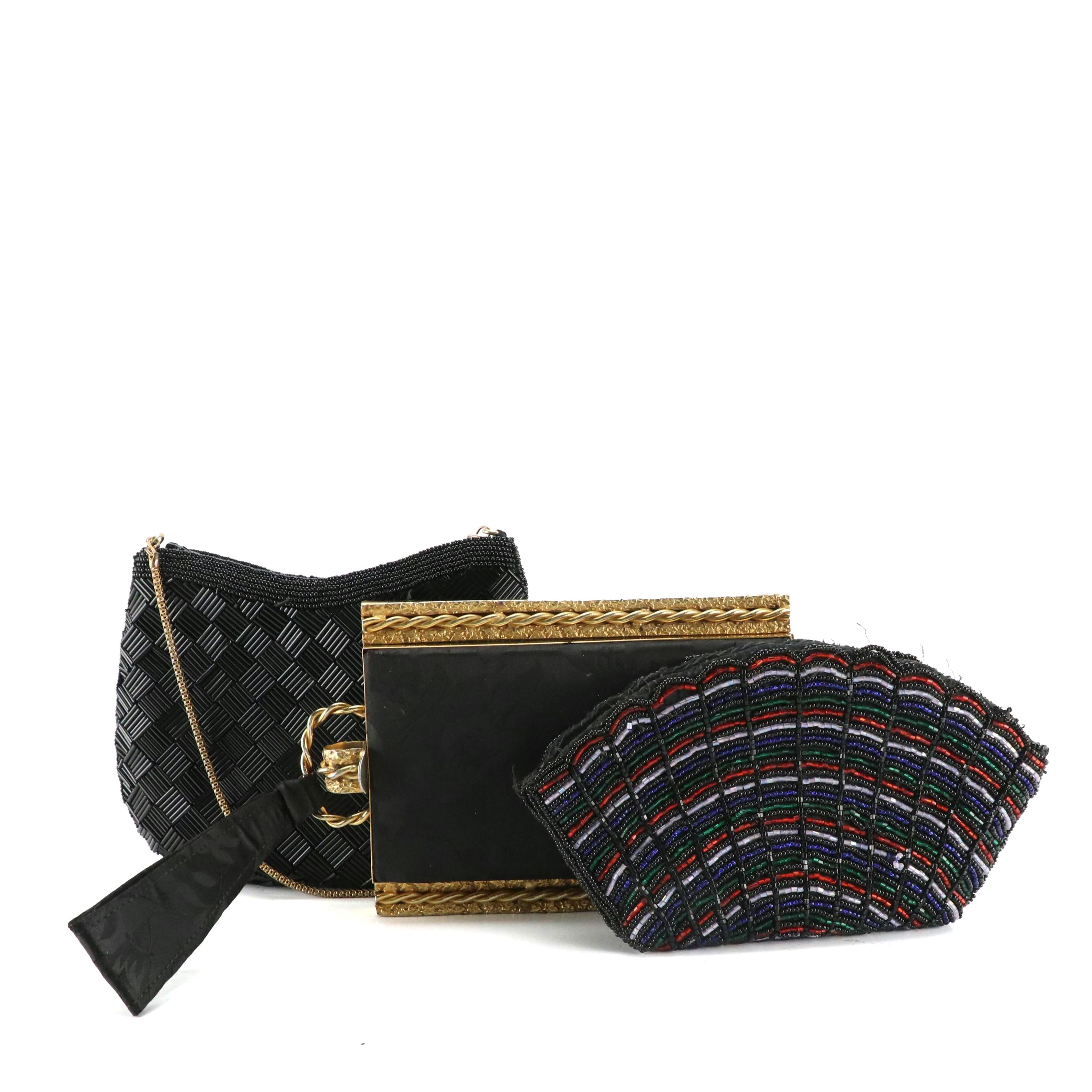 Walborg Bar Beaded Crossbody Bag, Neiman-Marcus Beaded Shell Clutch & More