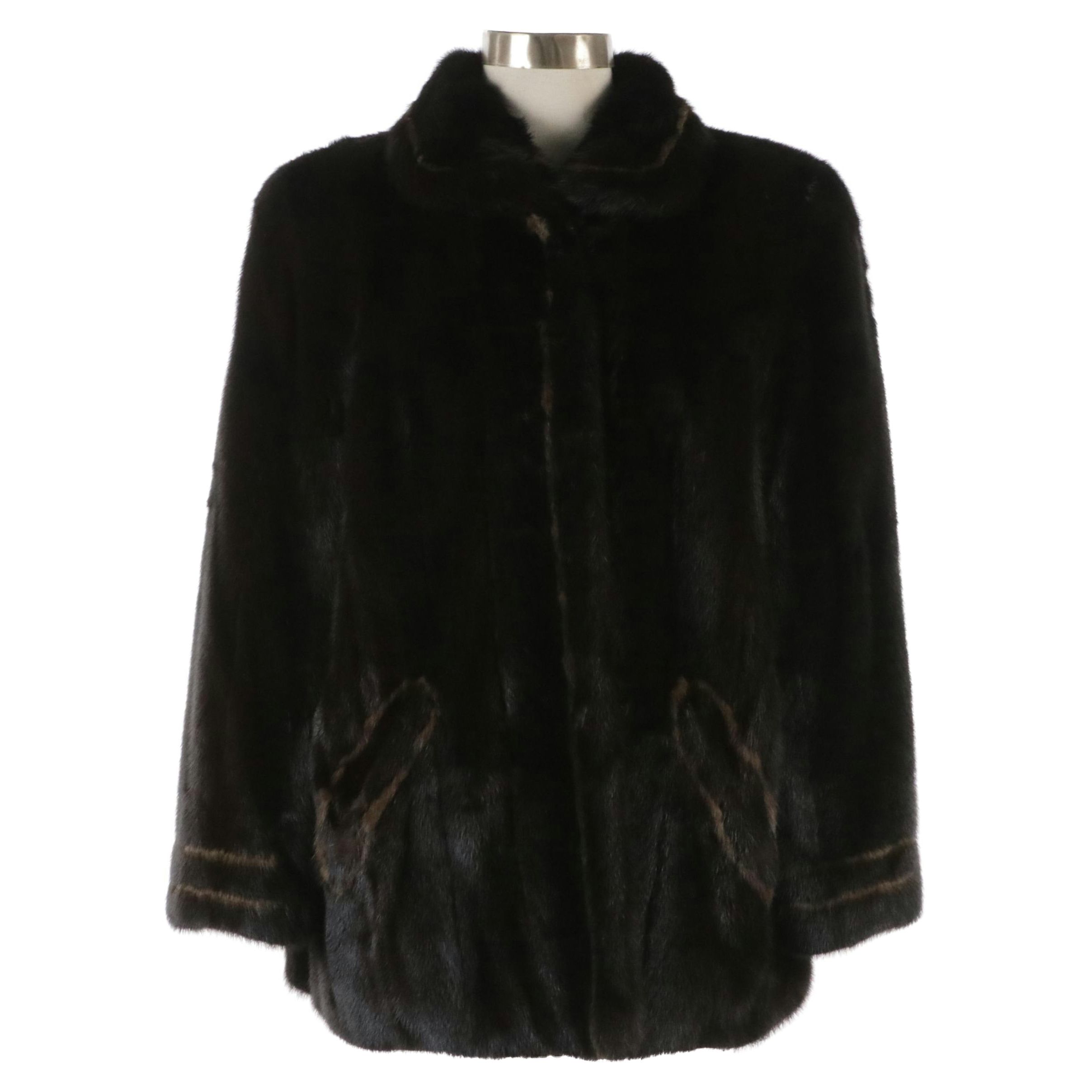 Miss O Oscar de la Renta Dyed Mink Fur & Quilted Leather Reversible Coat