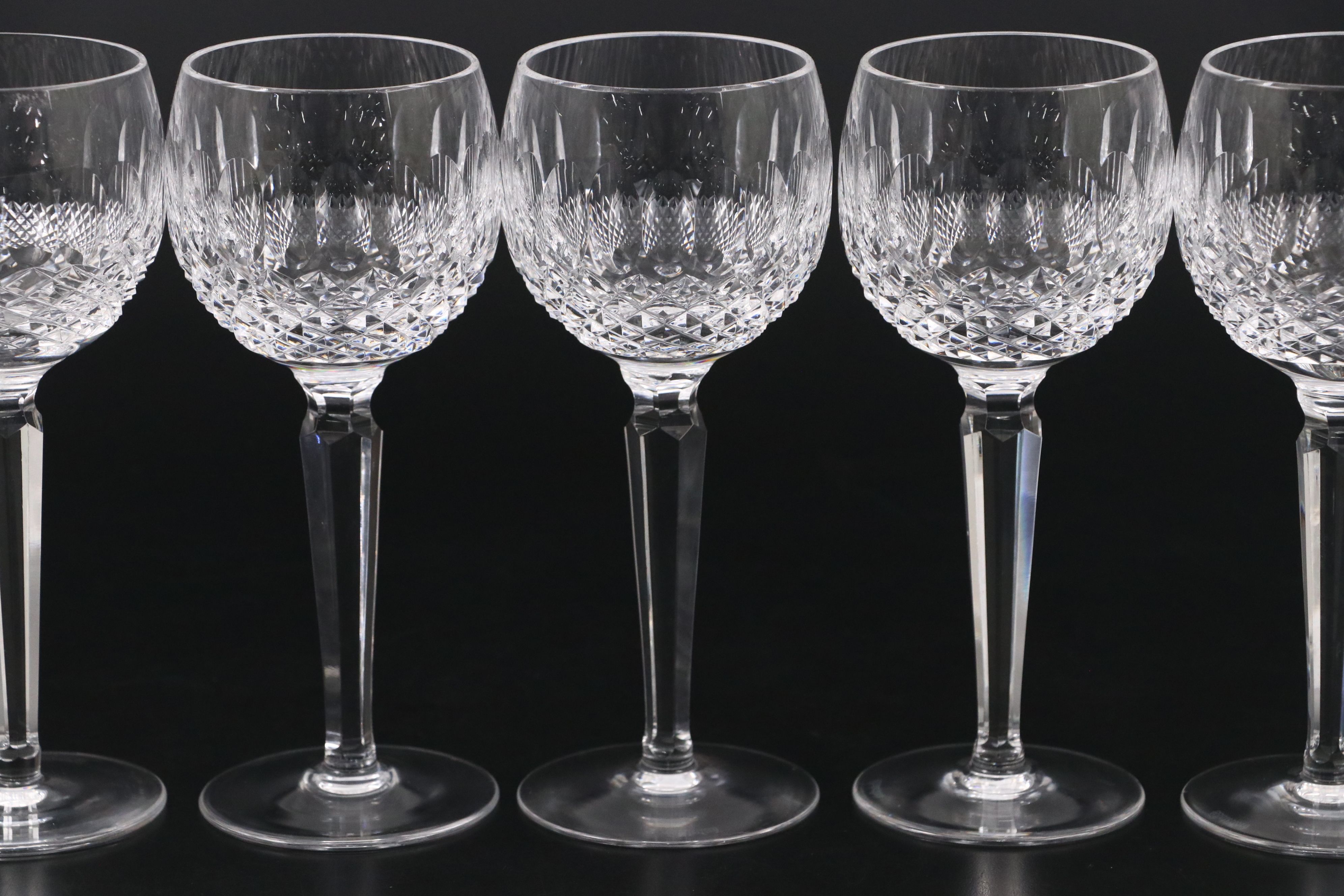 Waterford Crystal "Colleen" Hock Wine Glasses, Mid to Late 20th Century