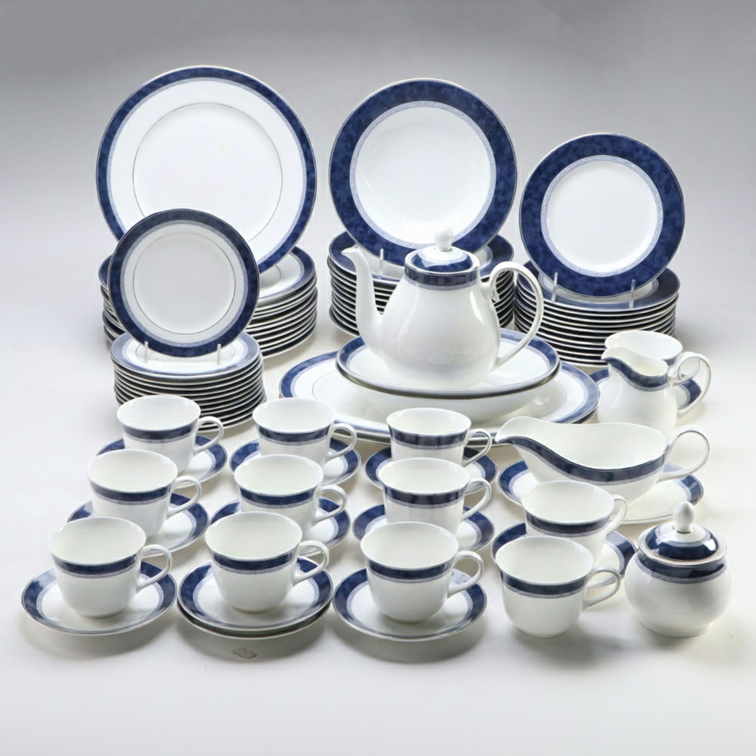 Doulton and Co. "Blue Marble" Bone China Dinnerware and Serving Pieces