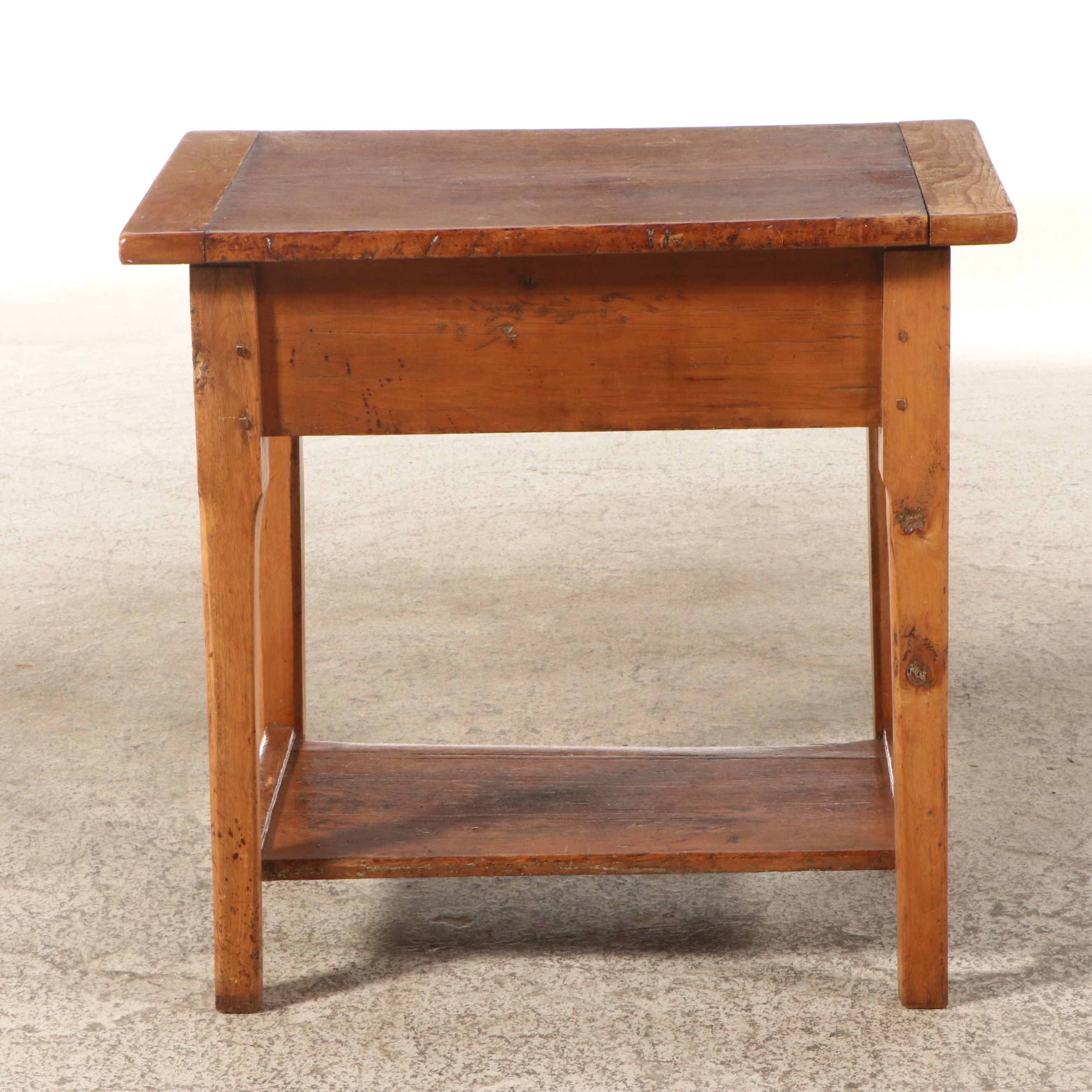 Dean Baker for Carriage House Interiors Pine Coffee Table & Primitive Side Table