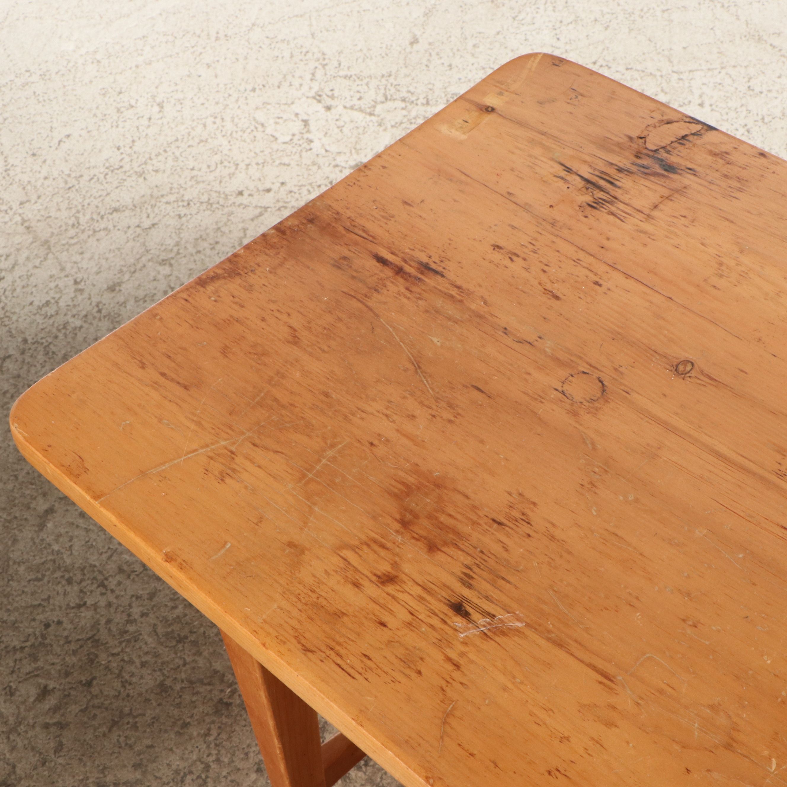 Dean Baker for Carriage House Interiors Pine Coffee Table & Primitive Side Table