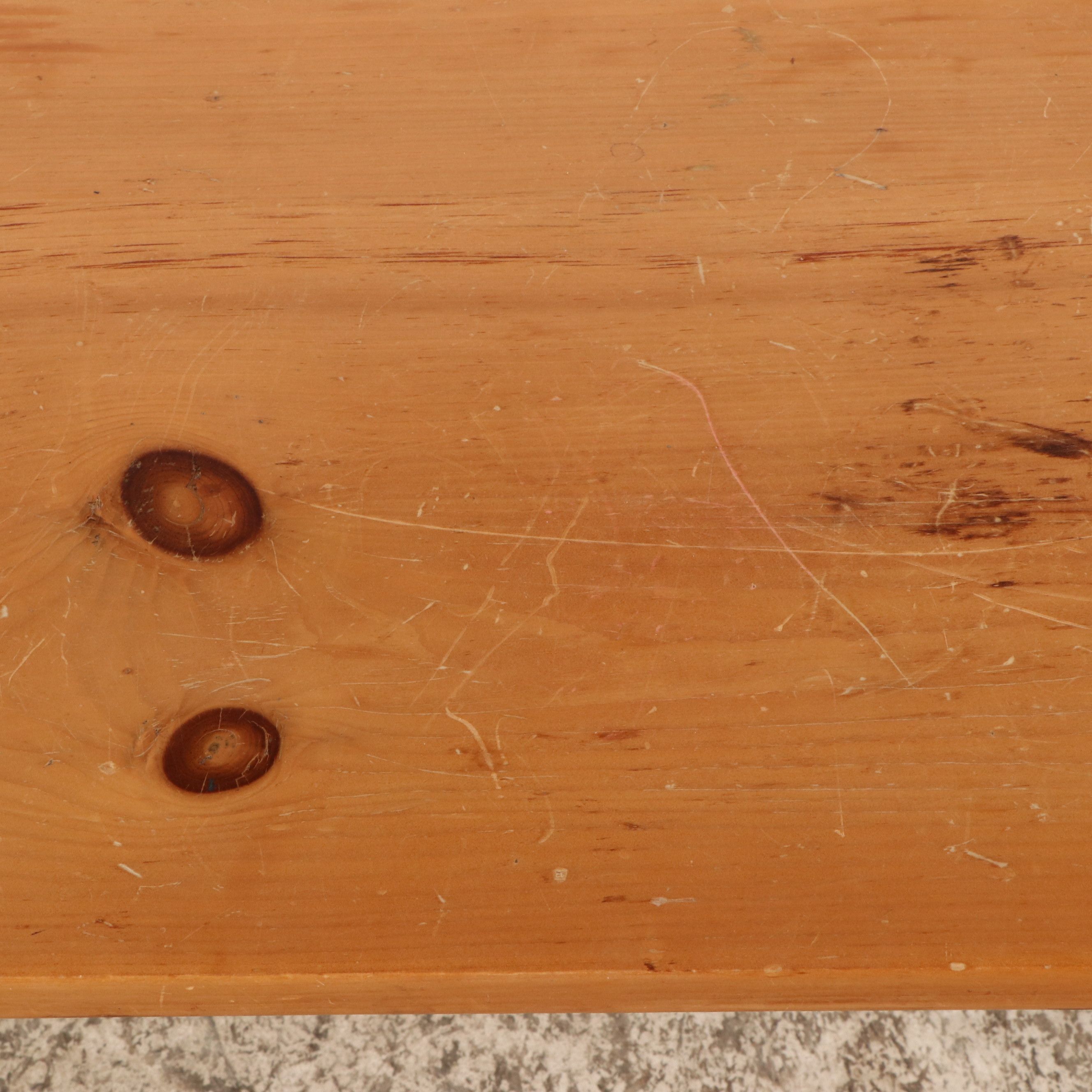 Dean Baker for Carriage House Interiors Pine Coffee Table & Primitive Side Table