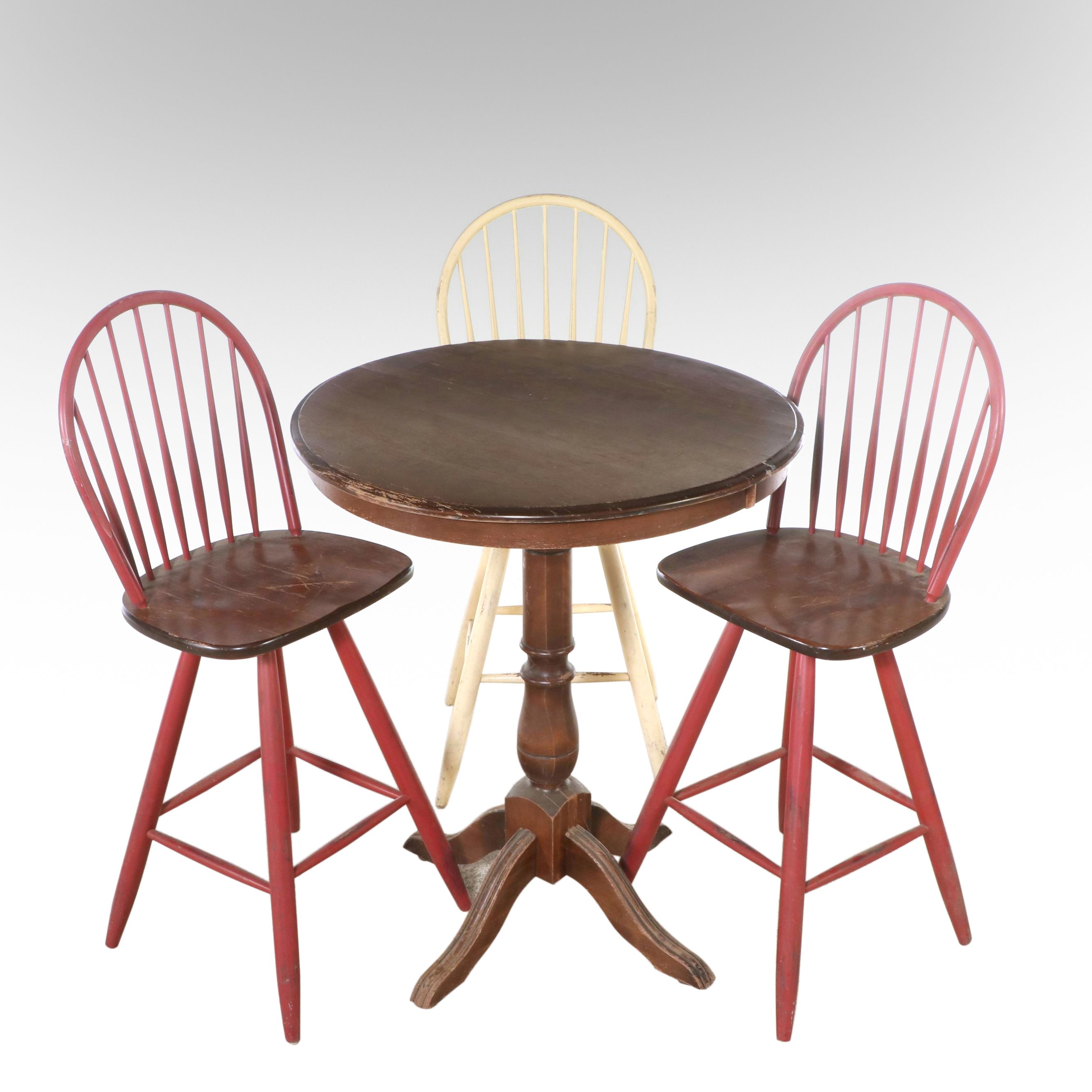 Three Windsor Bar Height Chairs with Table