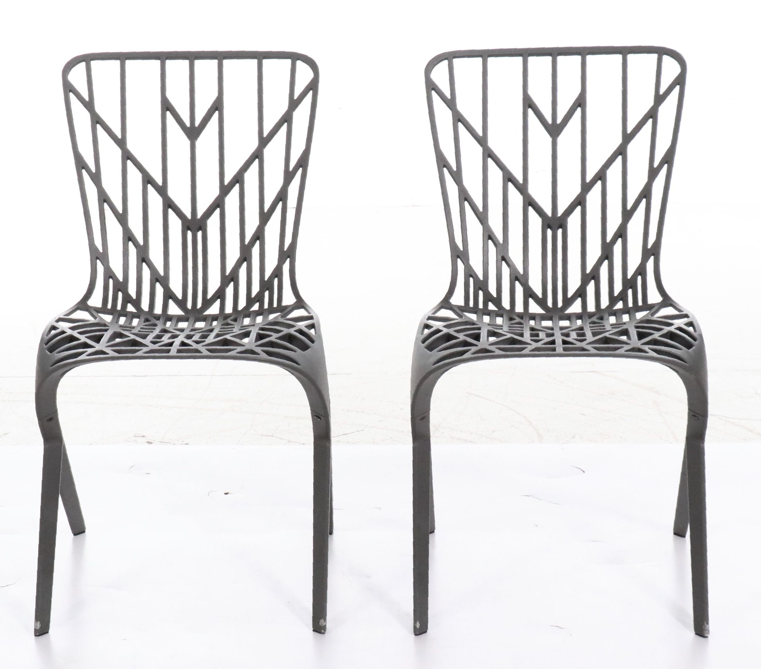 Pair of KnollStudio Cast Aluminum Washington Skeleton Chairs