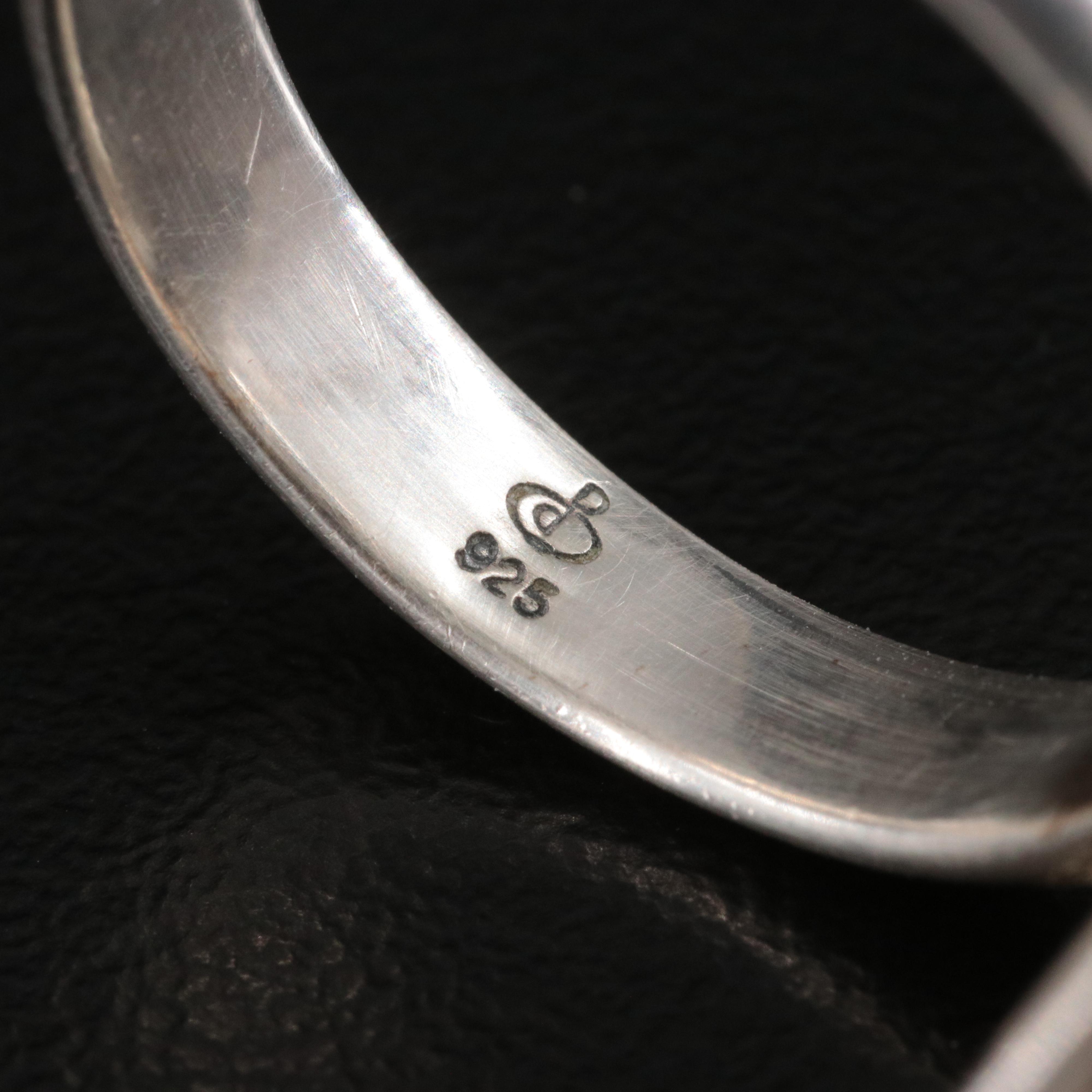 Sterling Rainbow Moonstone Navette Ring