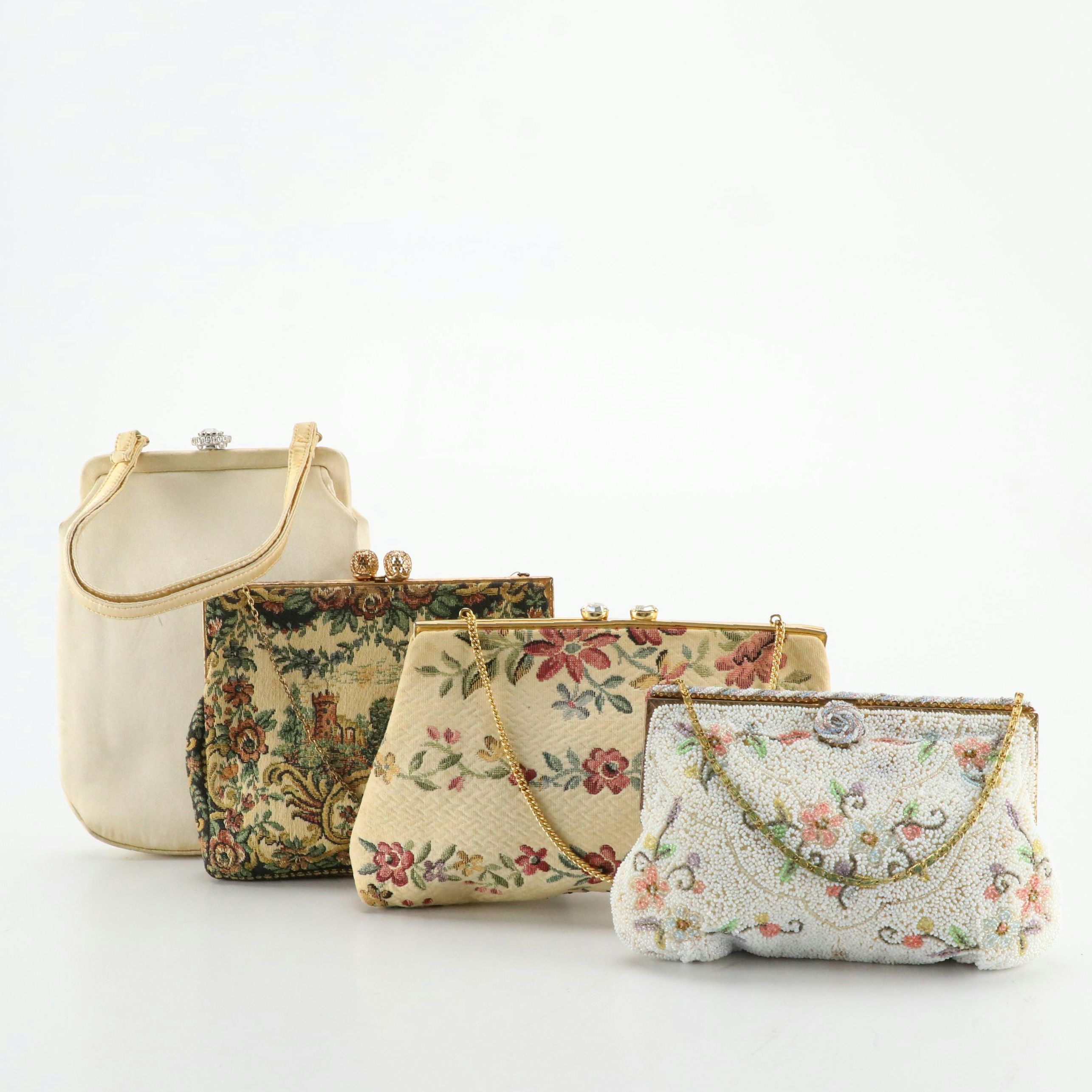 David's, MM and Other Printed Canvas, Beaded and Satin Evening Bags