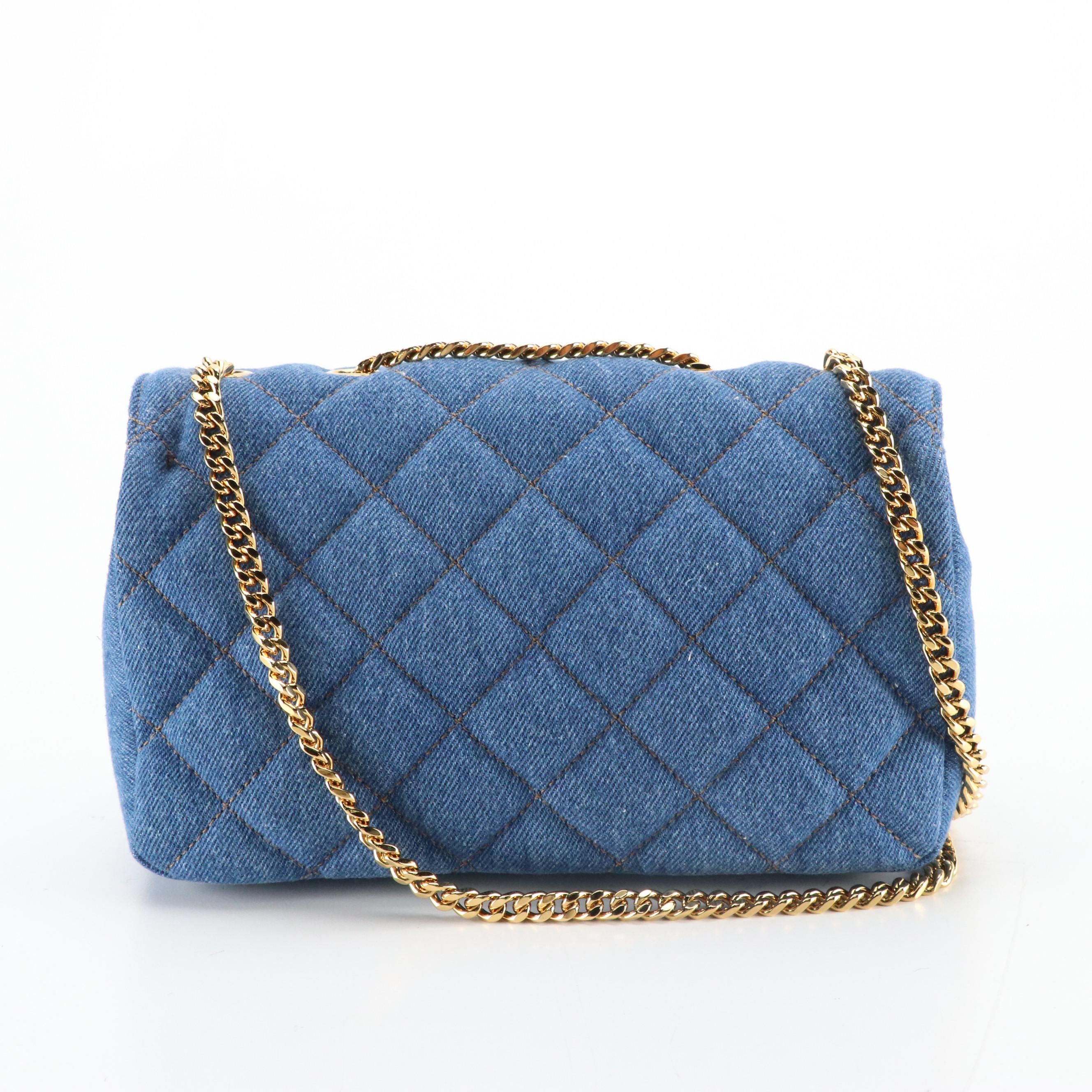Versace Medusa Quilted Denim Chain Strap Bag