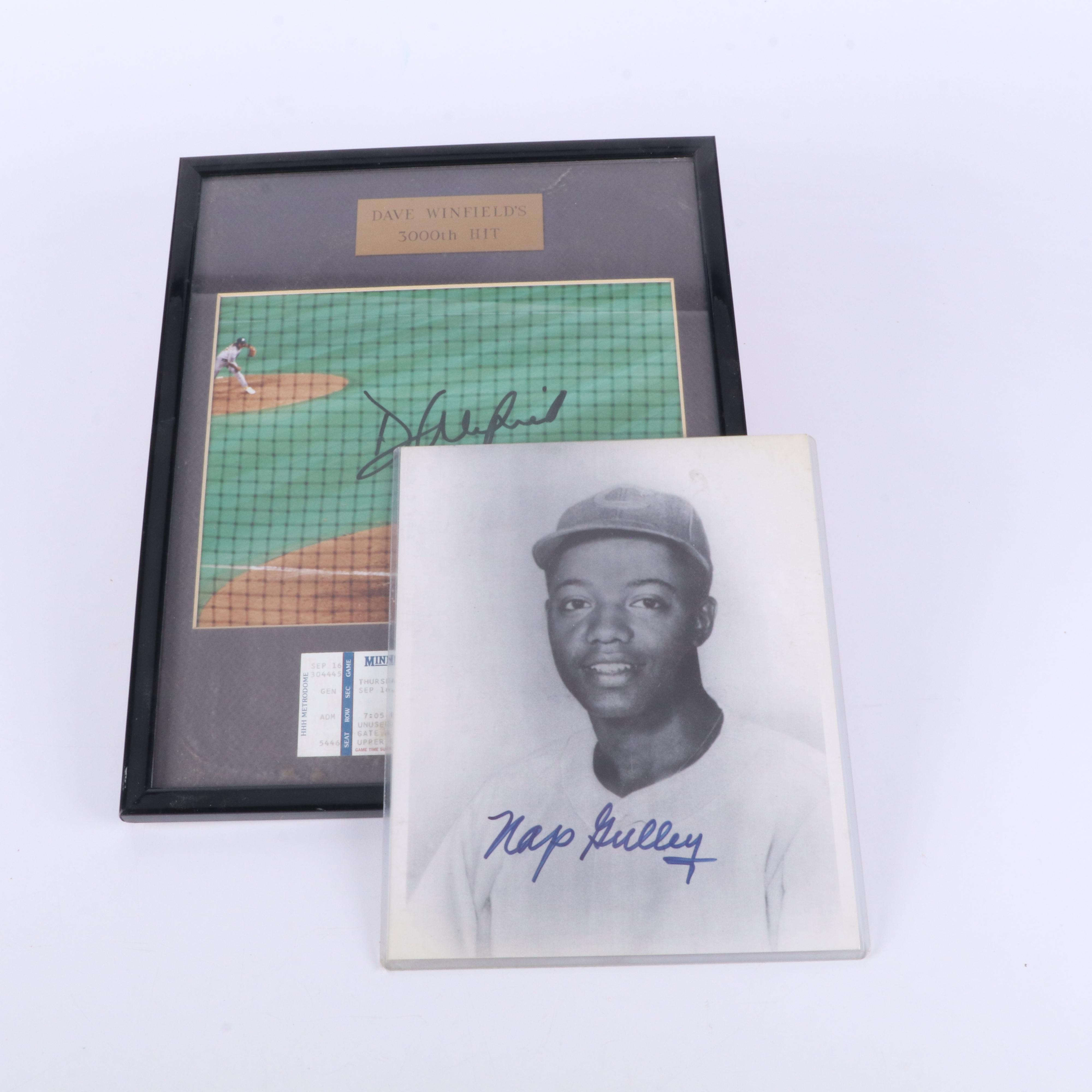Dave Winfield HOF Signed Photo and Nap Gulley Negro League Signed Photo