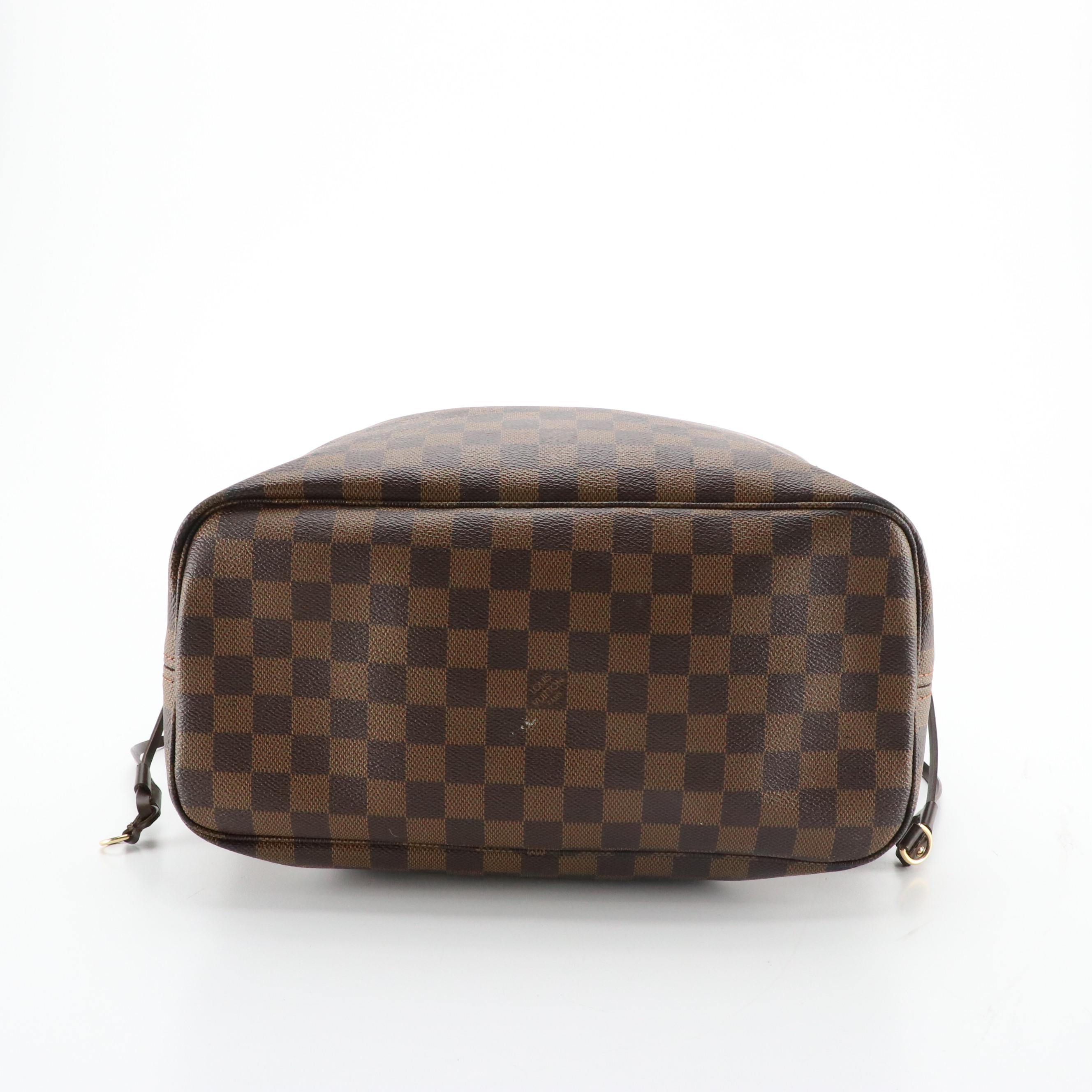 Louis Vuitton Neverfull MM in Damier Ebene Canvas and Brown Leather