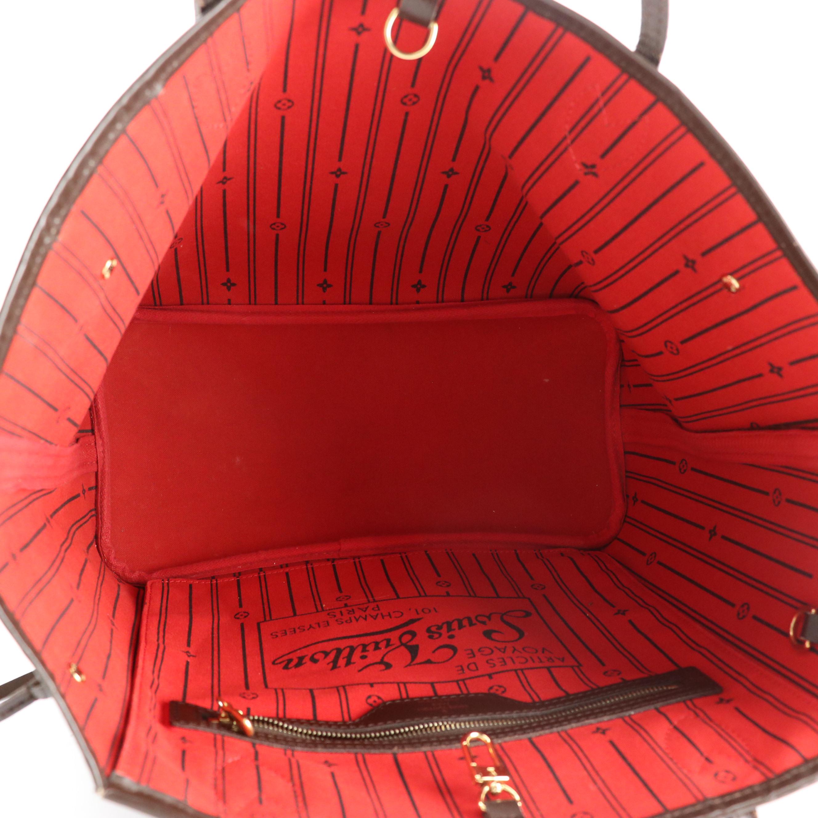 Louis Vuitton Neverfull MM in Damier Ebene Canvas and Brown Leather