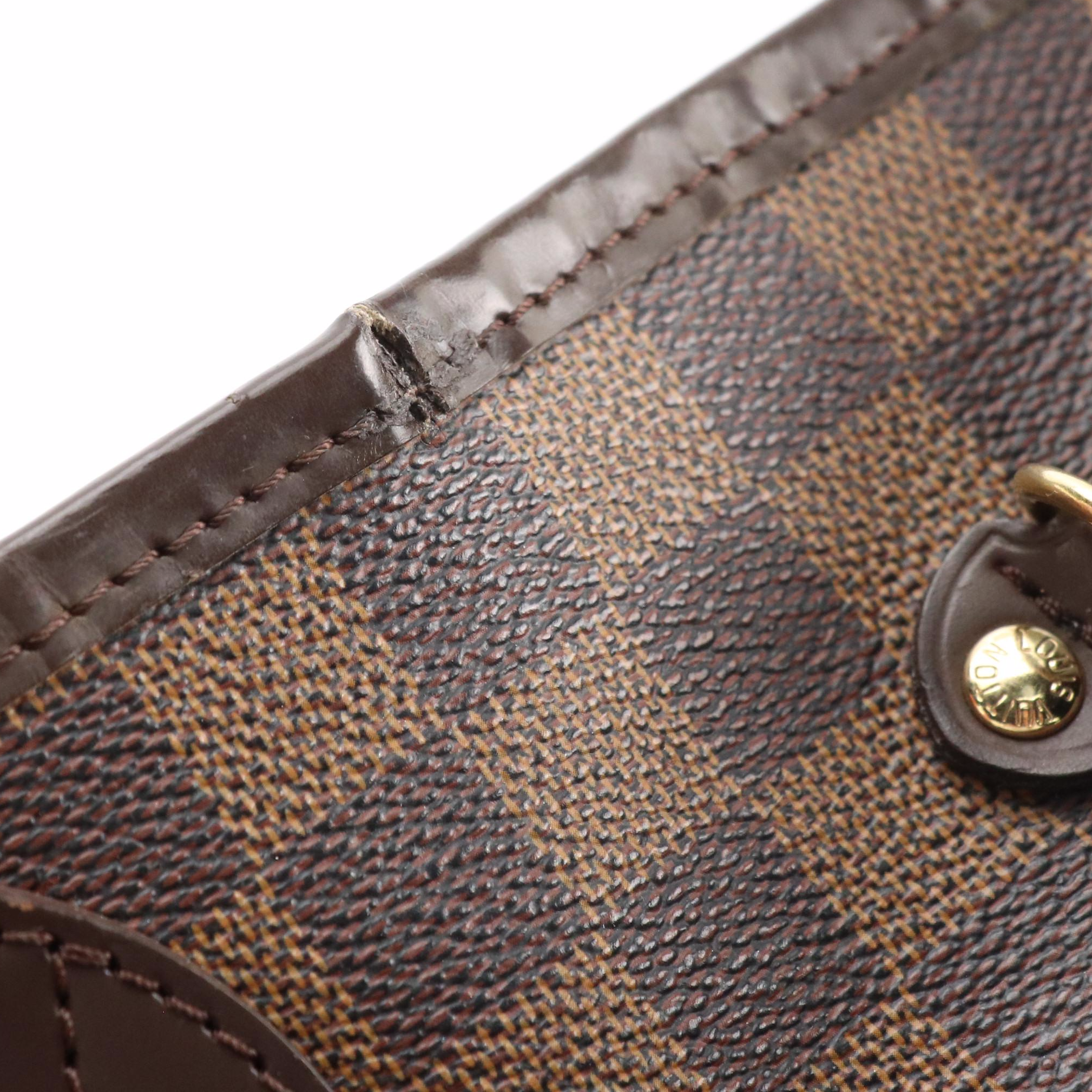 Louis Vuitton Neverfull MM in Damier Ebene Canvas and Brown Leather