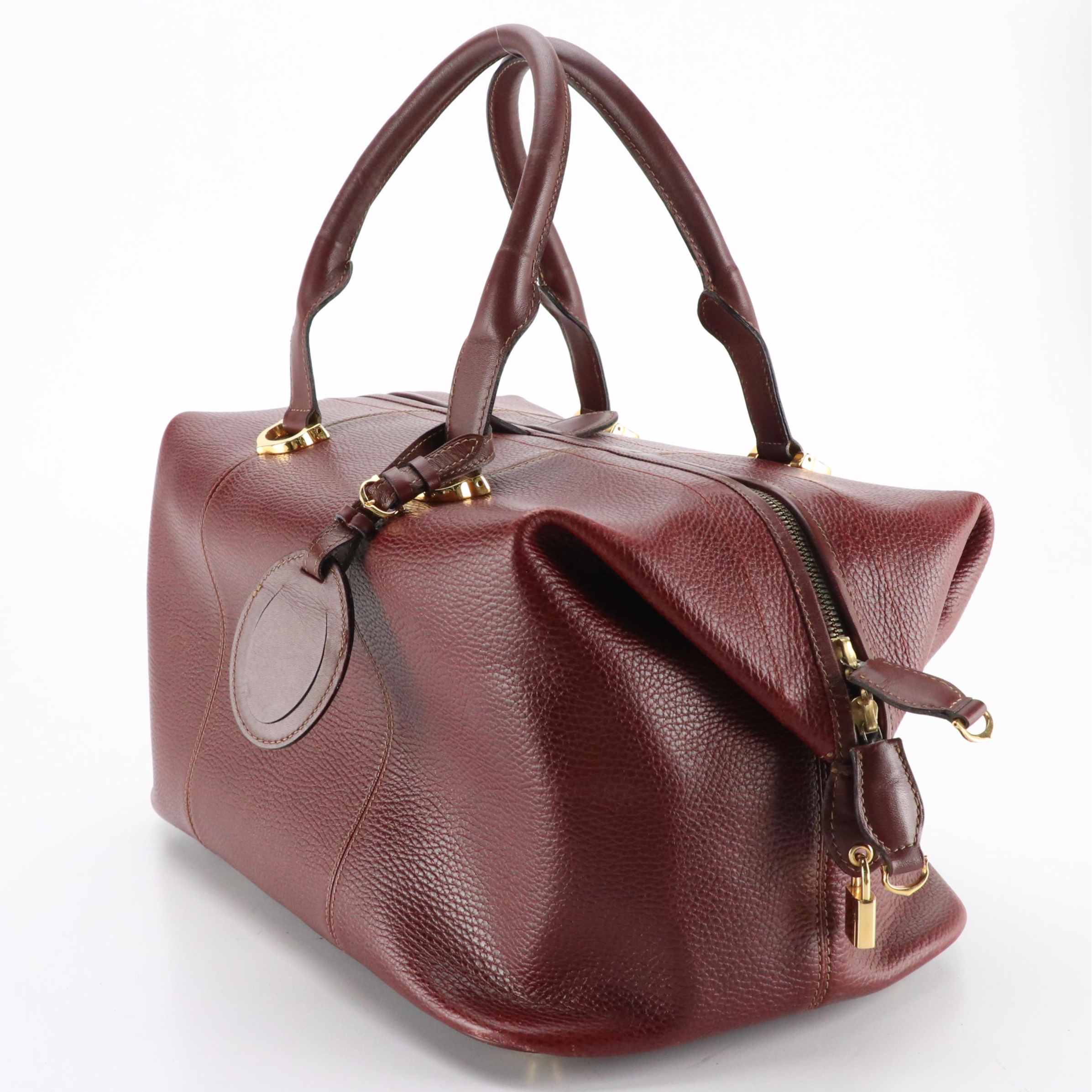 Cartier Must de Cartier Expandable Weekender Bag in Burgundy Leather